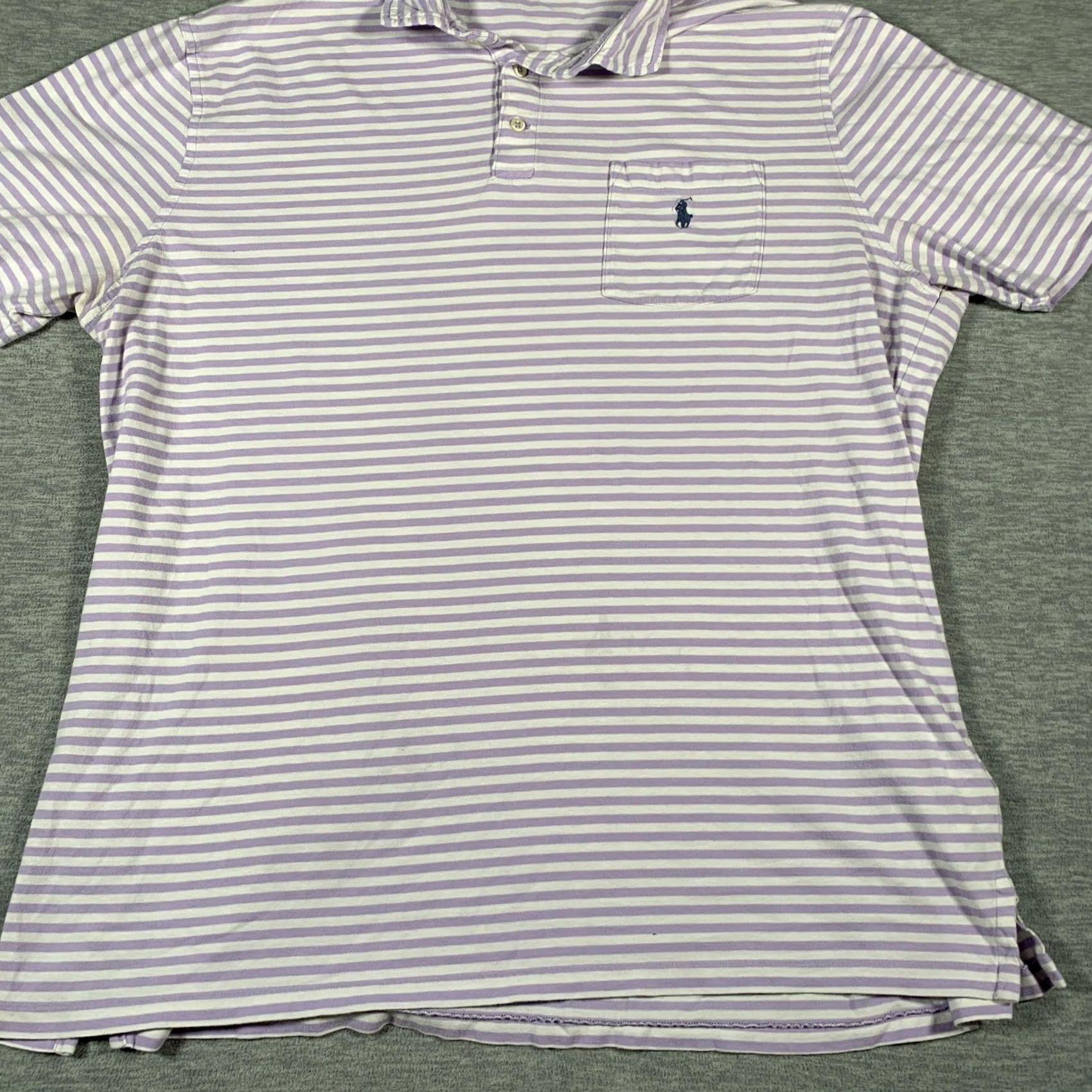 Polo Ralph Lauren Polo Ralph Lauren Polo Shirt Mens Large Purple White Striped Classic Fit Pony Polo Shirt Size US S / EU 44-46 / 1 - 3 Thumbnail