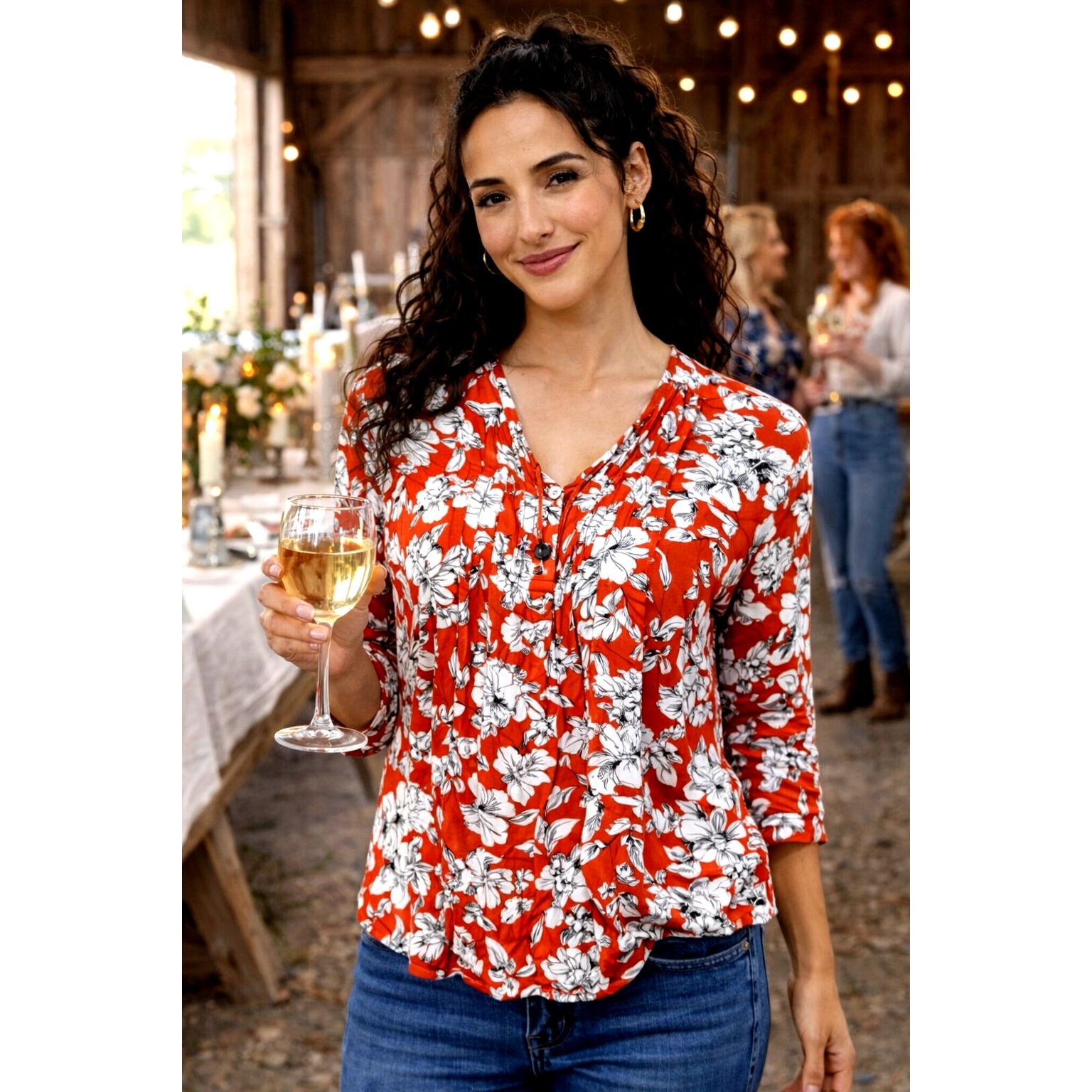 Other Fun2Fun Maley Pleated Detail Blouse Rust/Cream size M Size M / US 6-8 / IT 42-44 - 1 Thumbnail
