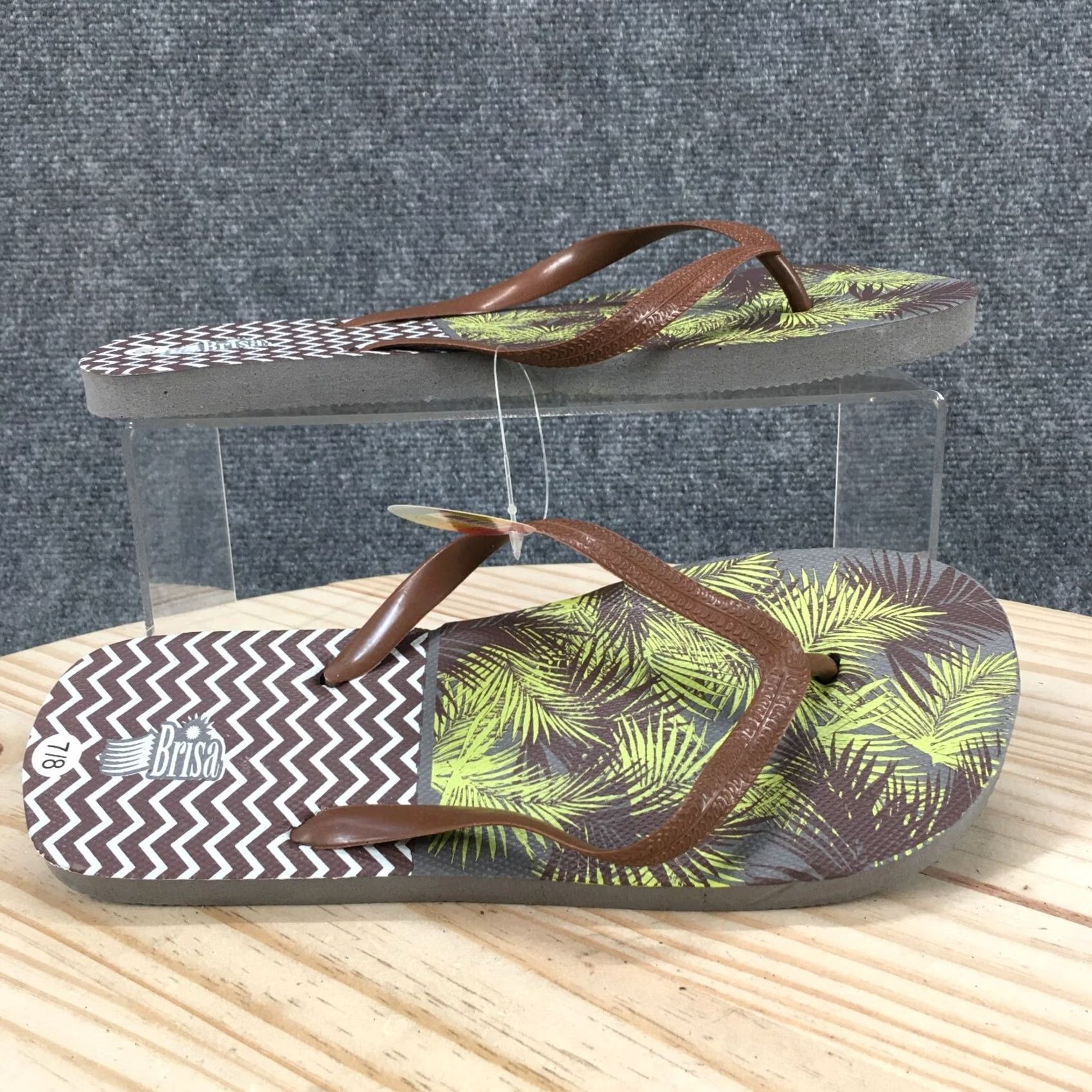 Vintage Brisa Sandals Mens 7 Flip Flops Slip On Brown Beach Casual Comfort NEW Shirt? Size ONE SIZE - 2 Thumbnail