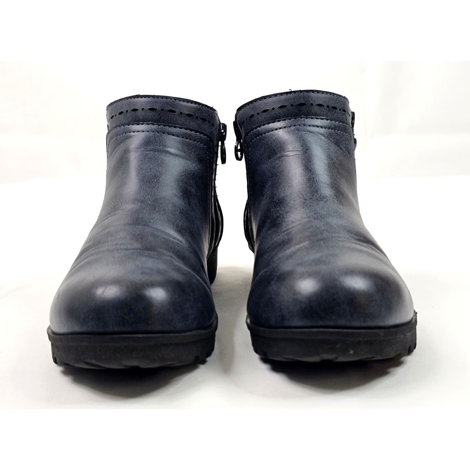 Vintage JSport by Jambu Jenna Ankle Boots Women 8M Blue Vegan Leather Side Zip Casual Bootie Size US 8 / IT 38 - 3 Thumbnail
