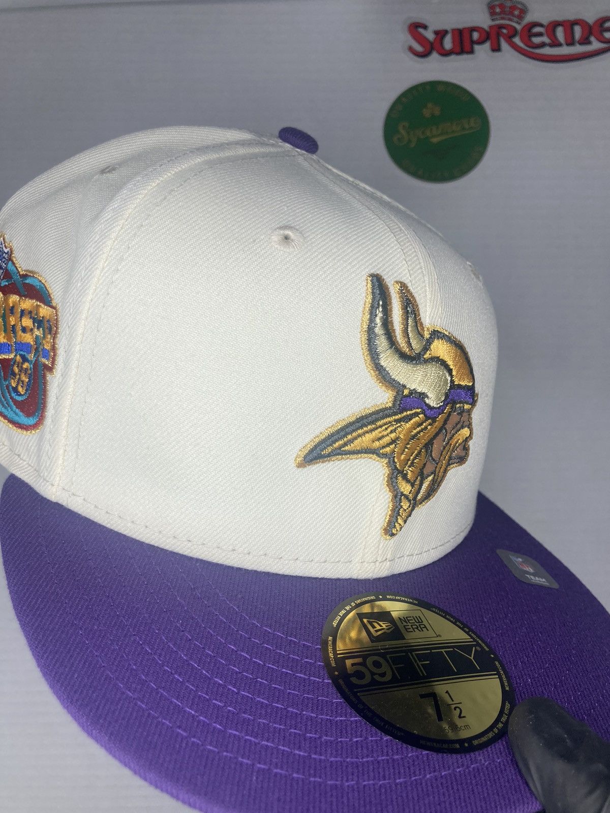image of Minnesota Vikings Myfitteds x New Era Nfl 7 1/2 in Offwhite Purple, Men's