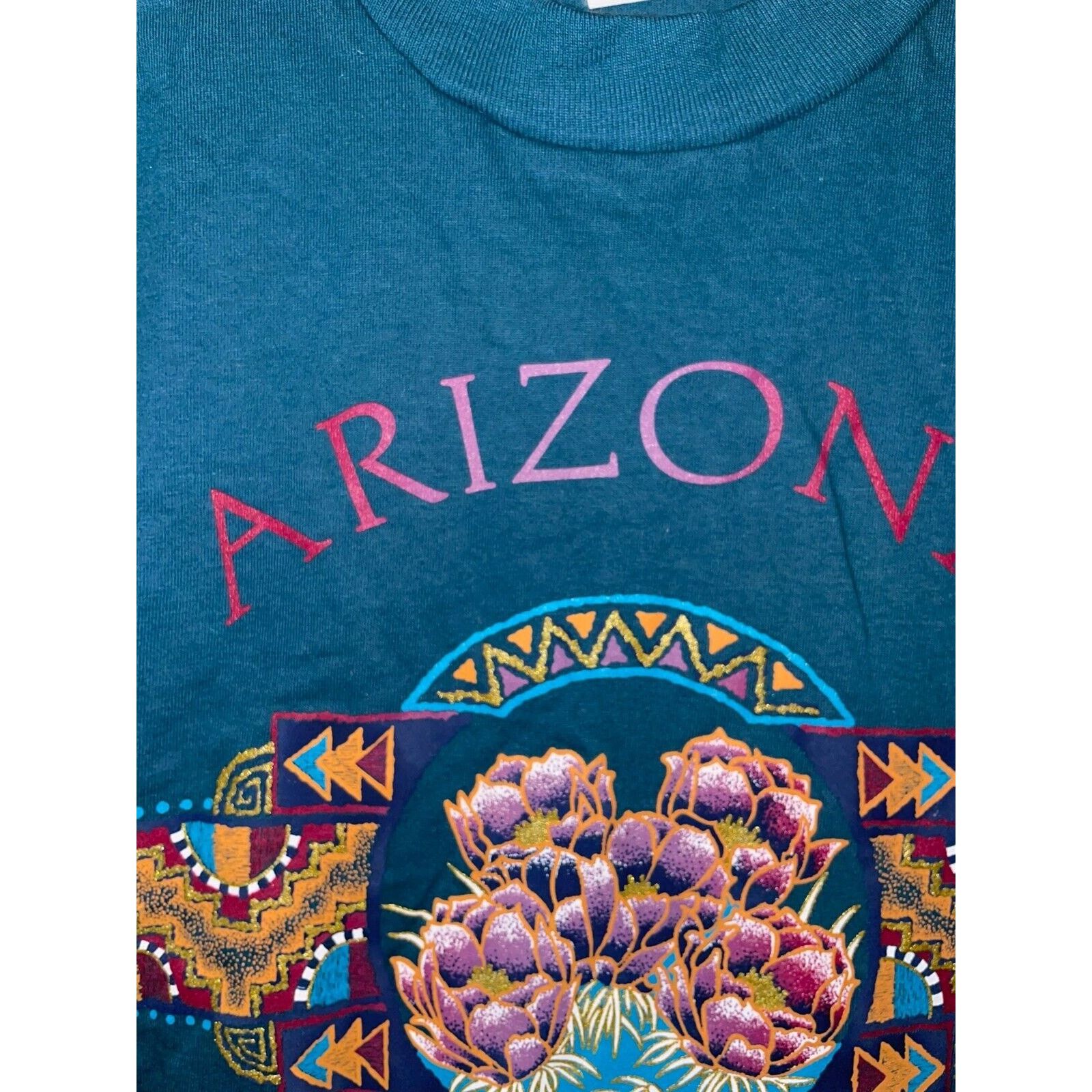 Jerzees Vintage Arizona Shirt Cactus Flower Print Graphic Tee 90s L Size US L / EU 52-54 / 3 - 5 Thumbnail