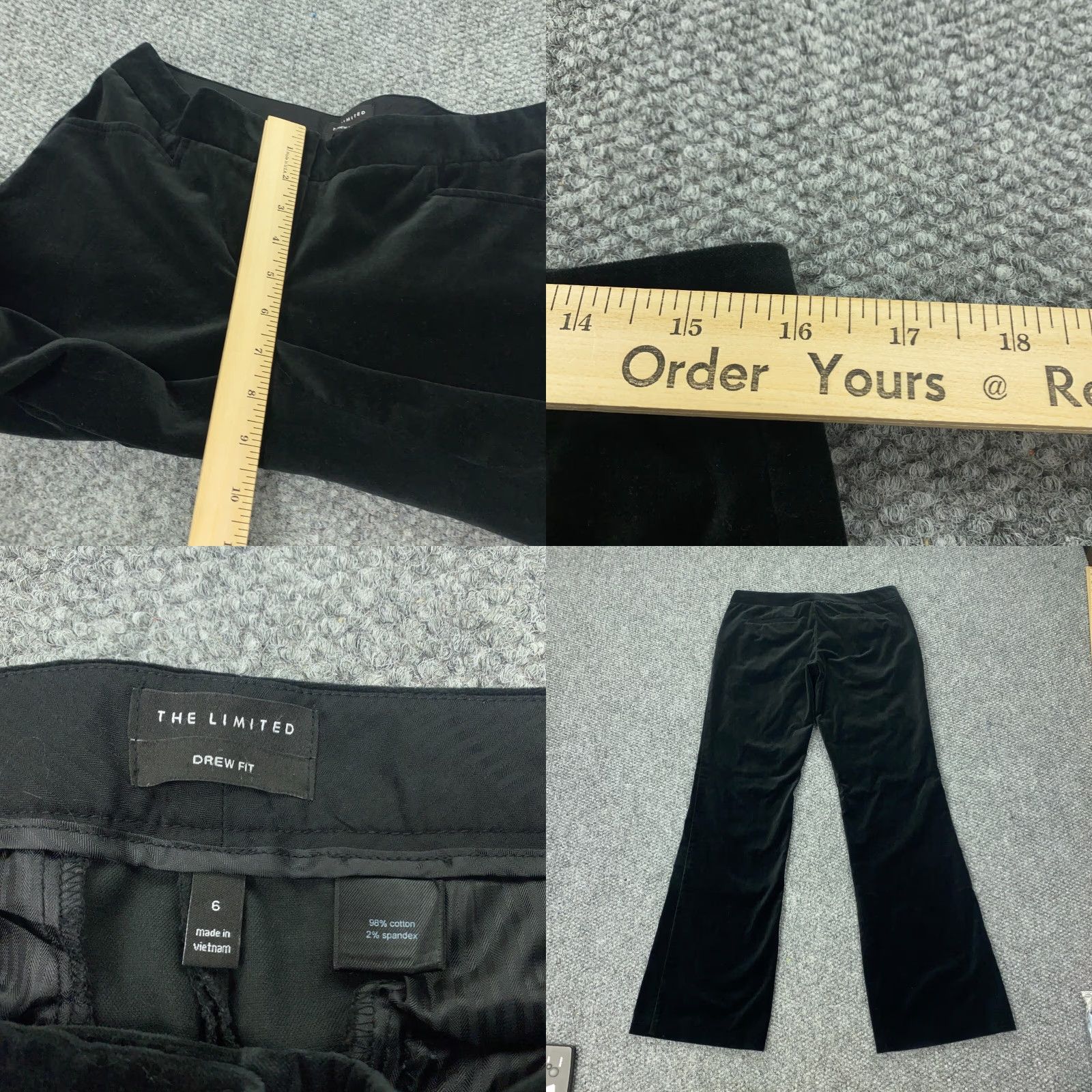 Vintage The Limited Drew Fit Pants Womens Size 6 Black Velour Bootcut Dress Trousers Size 32" / US 10 / IT 46 - 8 Thumbnail