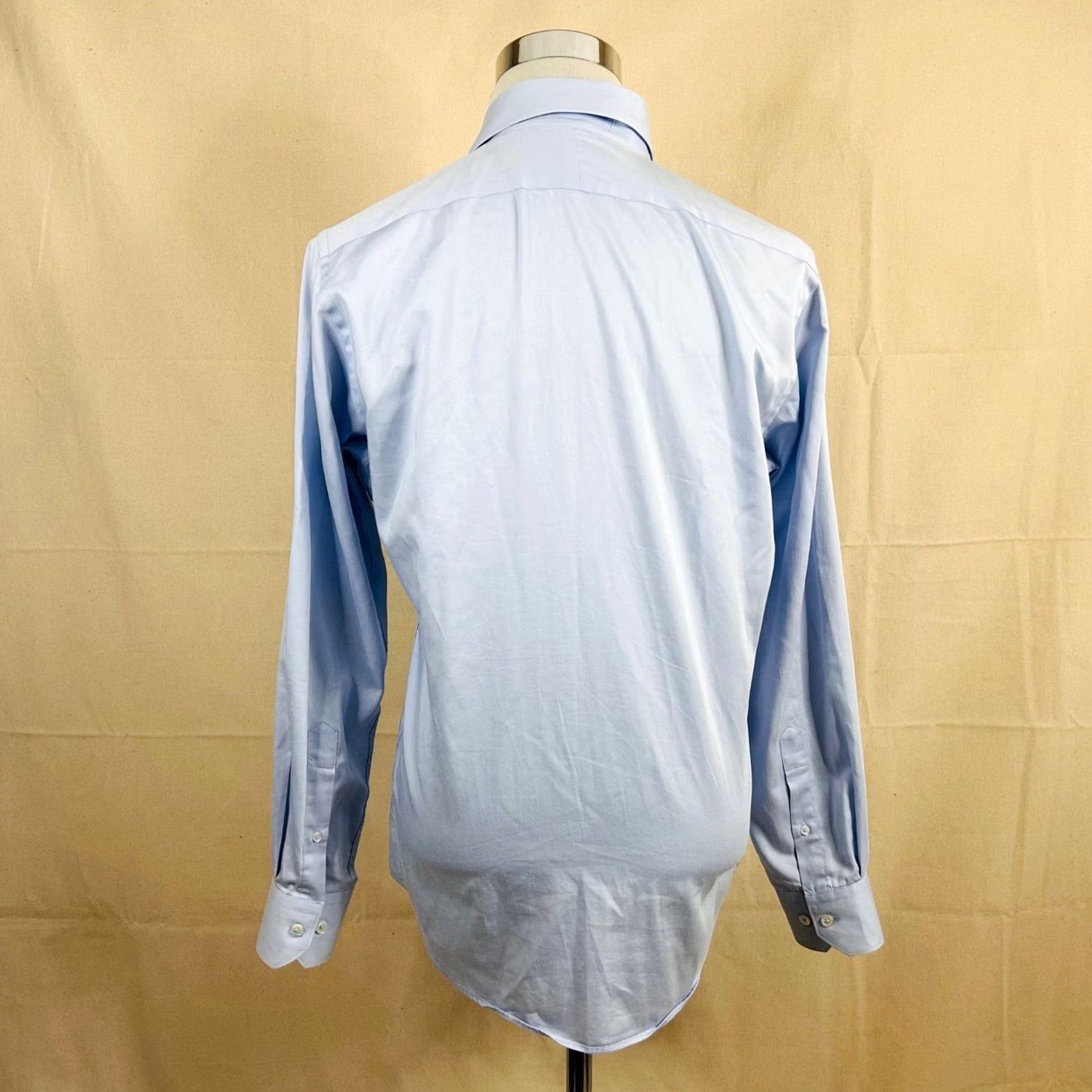 Vintage TM Lewin Dress Shirt Light Blue Floral 15.5 34.5 Slim 100% Cotton Barrel Cuff Mens Size 42R - 5 Thumbnail