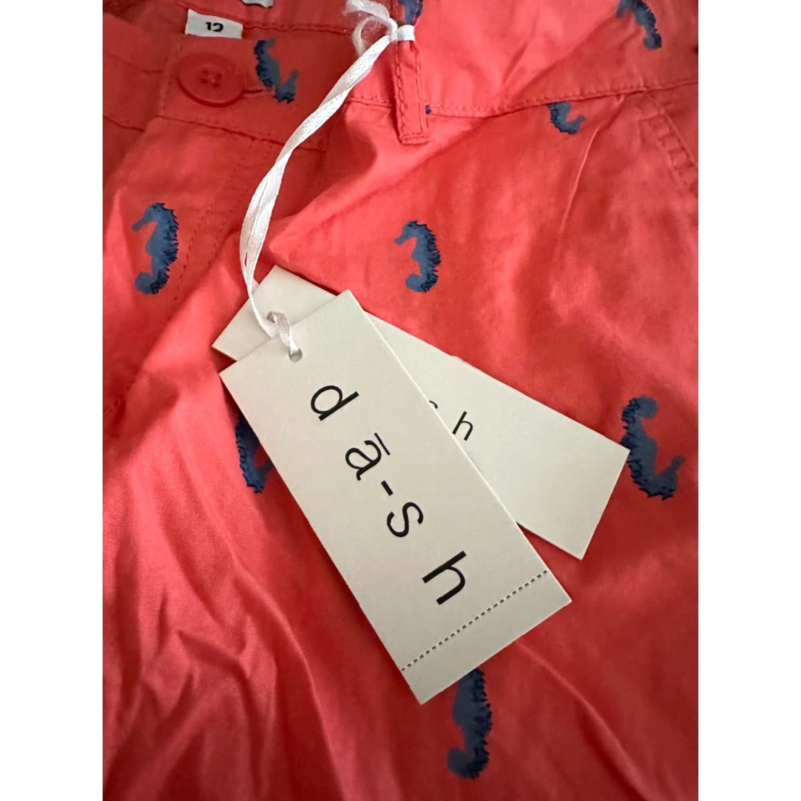 ASH Dash Shorts Women’s Size 12 Coral Seahorse NWT Washable Linen Blend Size 34" / US 12 / IT 48 - 4 Thumbnail