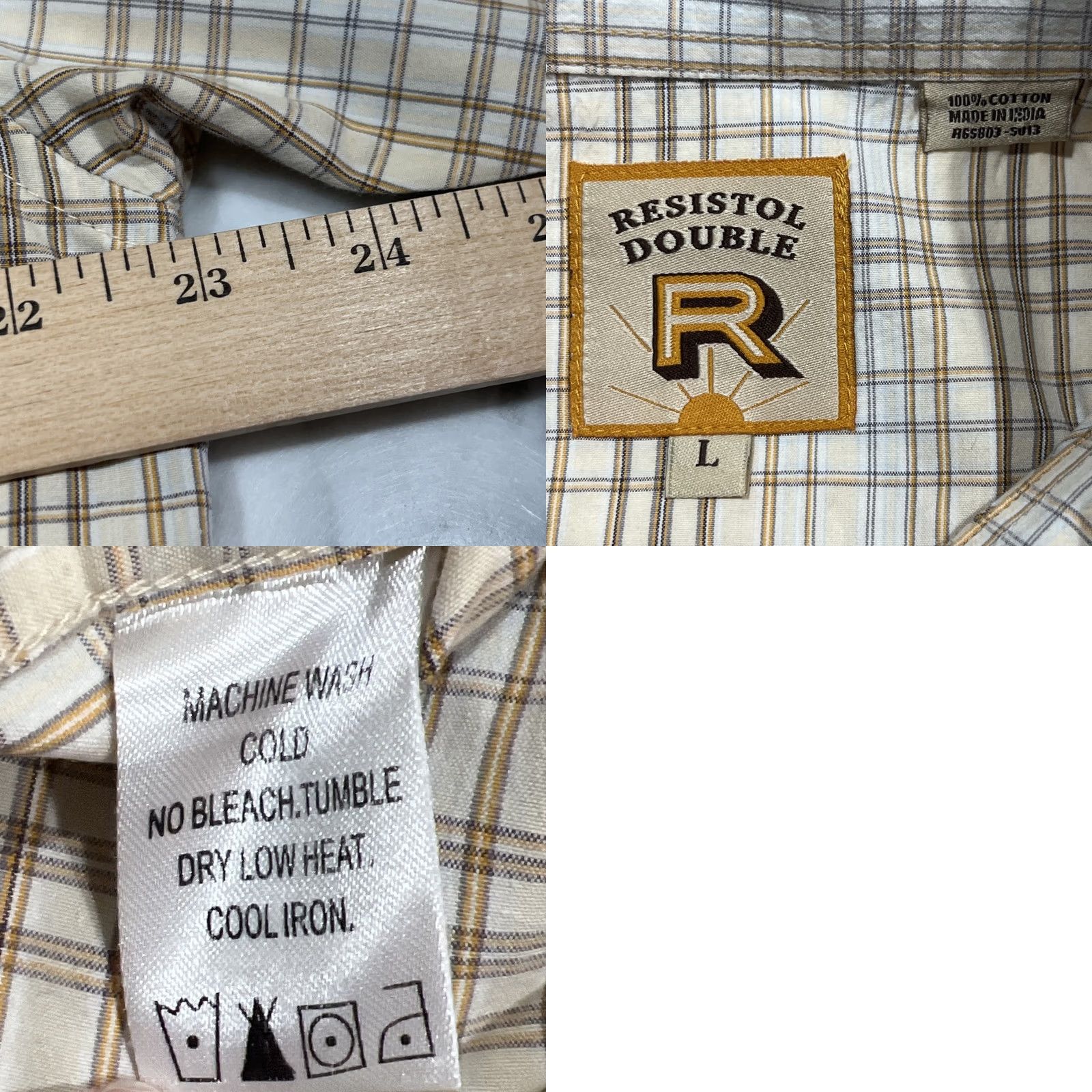 Doublet Resistol Double R Pearl Snap Shirt Men Large Plaid Pockets Cotton Short Sleeve Size US L / EU 52-54 / 3 - 9 Thumbnail