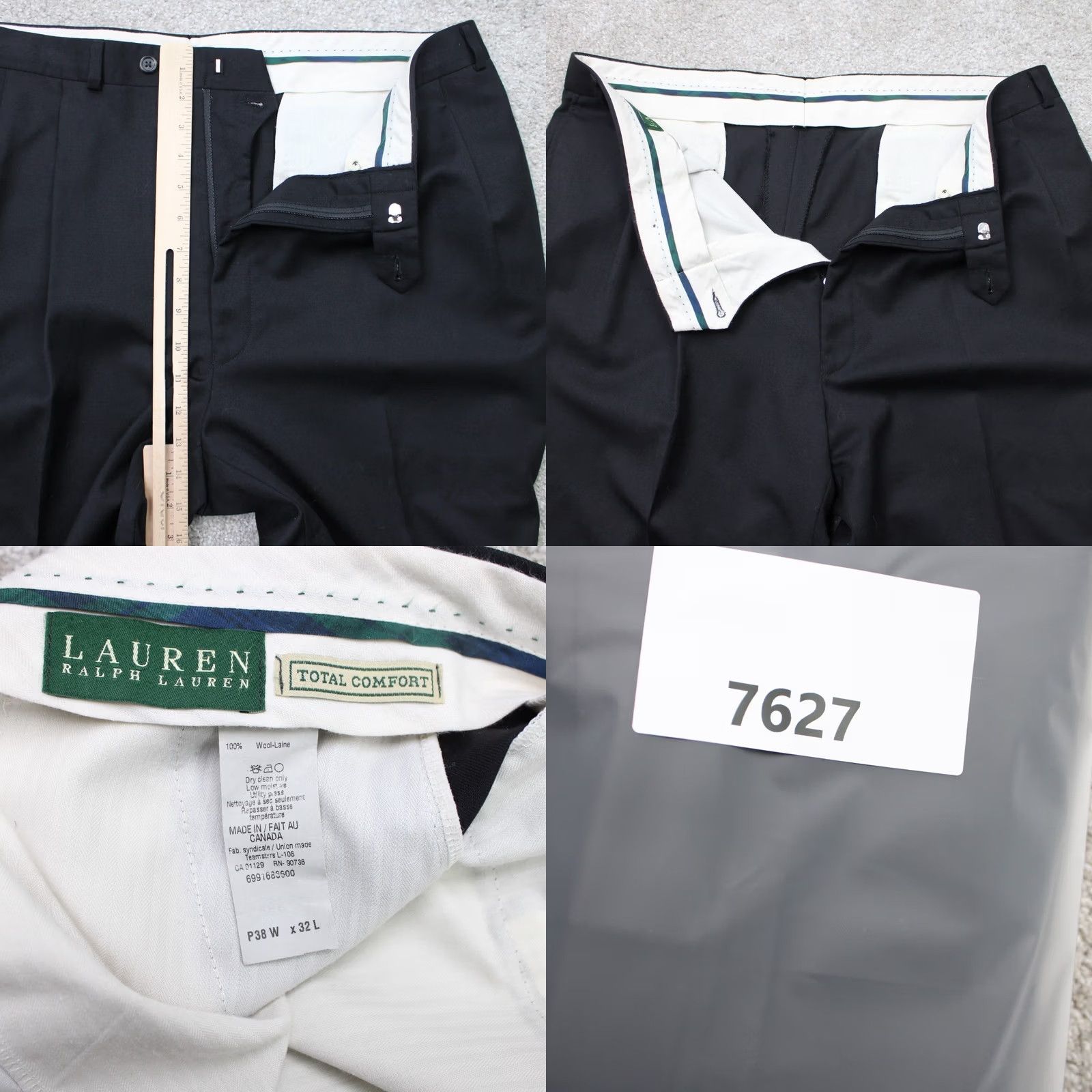 Ralph Lauren LAUREN Ralph Lauren Pants Men 38 x 28 Black Wool Pleated Cuffed 100% Wool Dress Pants Regular fit Mens Straight Leg Classic Size US 38 / EU 54 - 8 Thumbnail