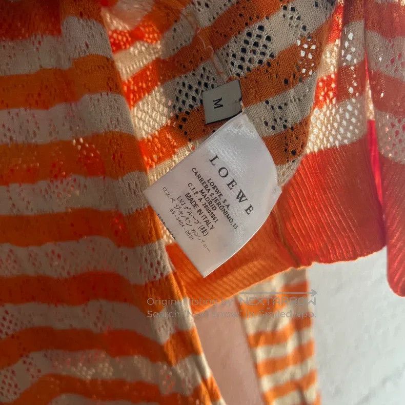 Loewe Loewe Orange and white striped knitted cardigan Size L / US 10 / IT 46 - 3 Thumbnail