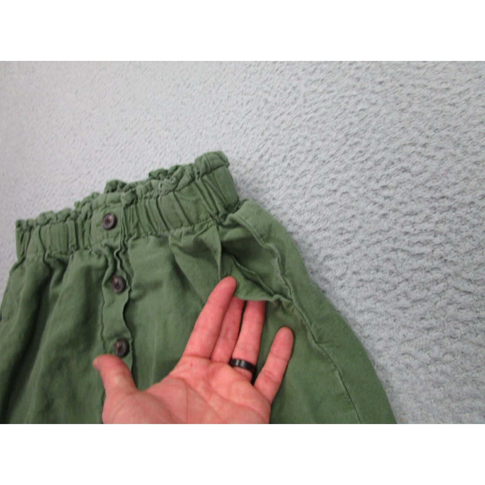 Madewell Madewell Skirt Womens XS Green Linen Button A-Line Elastic Waist Cottagecore Size 26" / US 2 / IT 38 - 5 Thumbnail