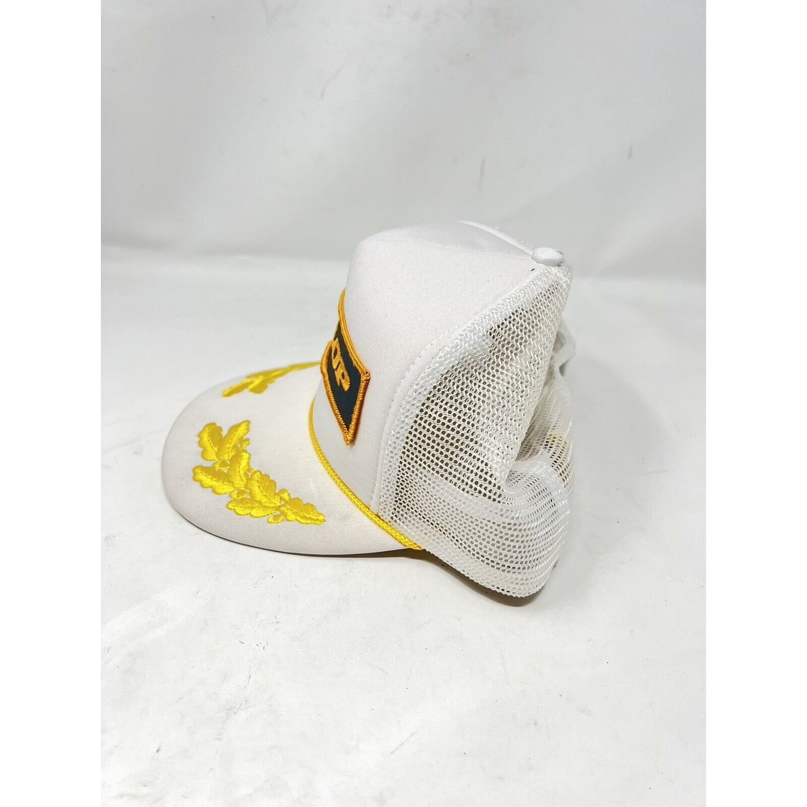 Otto Vintage OTTO Cap Dunlop Gold Leaf Trucker Hat Snapback White Size ONE SIZE - 4 Thumbnail