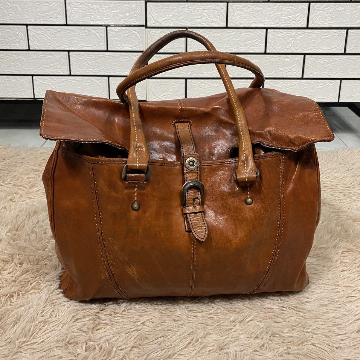 Japanese Brand 📌Vintage Leather Bag Genuine Unison Dept. Size ONE SIZE - 1 Thumbnail