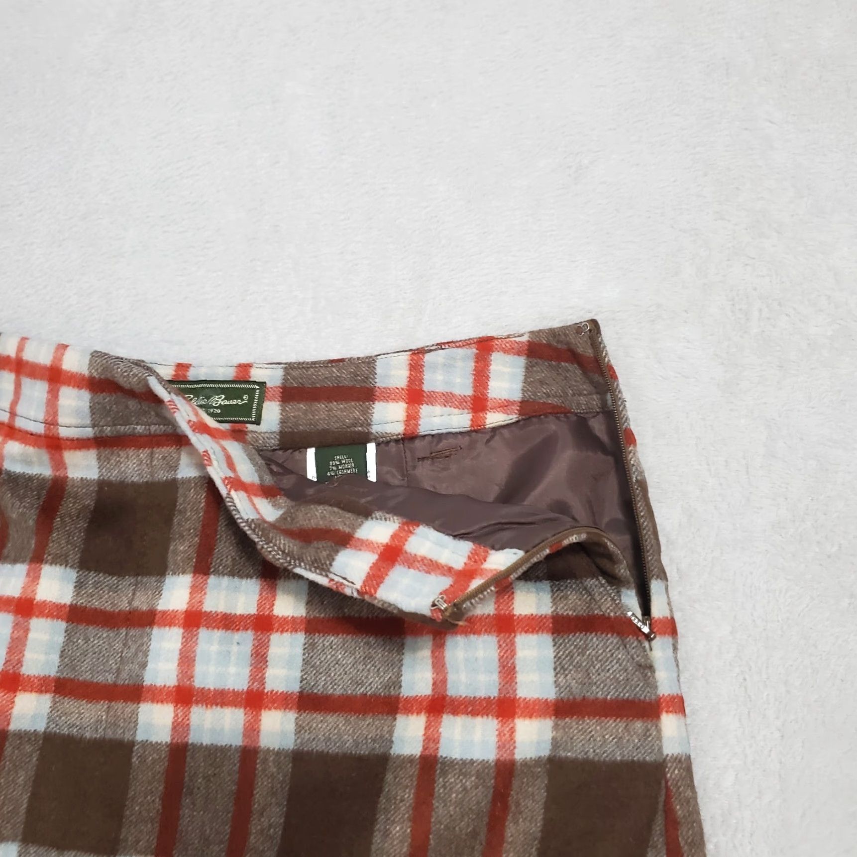 Eddie Bauer VINTAGE Eddie Bauer Skirt Womens 6 Brown Multi Plaid Wool Cashmere Blend Preppy Academia Pockets Lined Knee Length A-Line Mens? Size 28" / US 6 / IT 42 - 5 Thumbnail