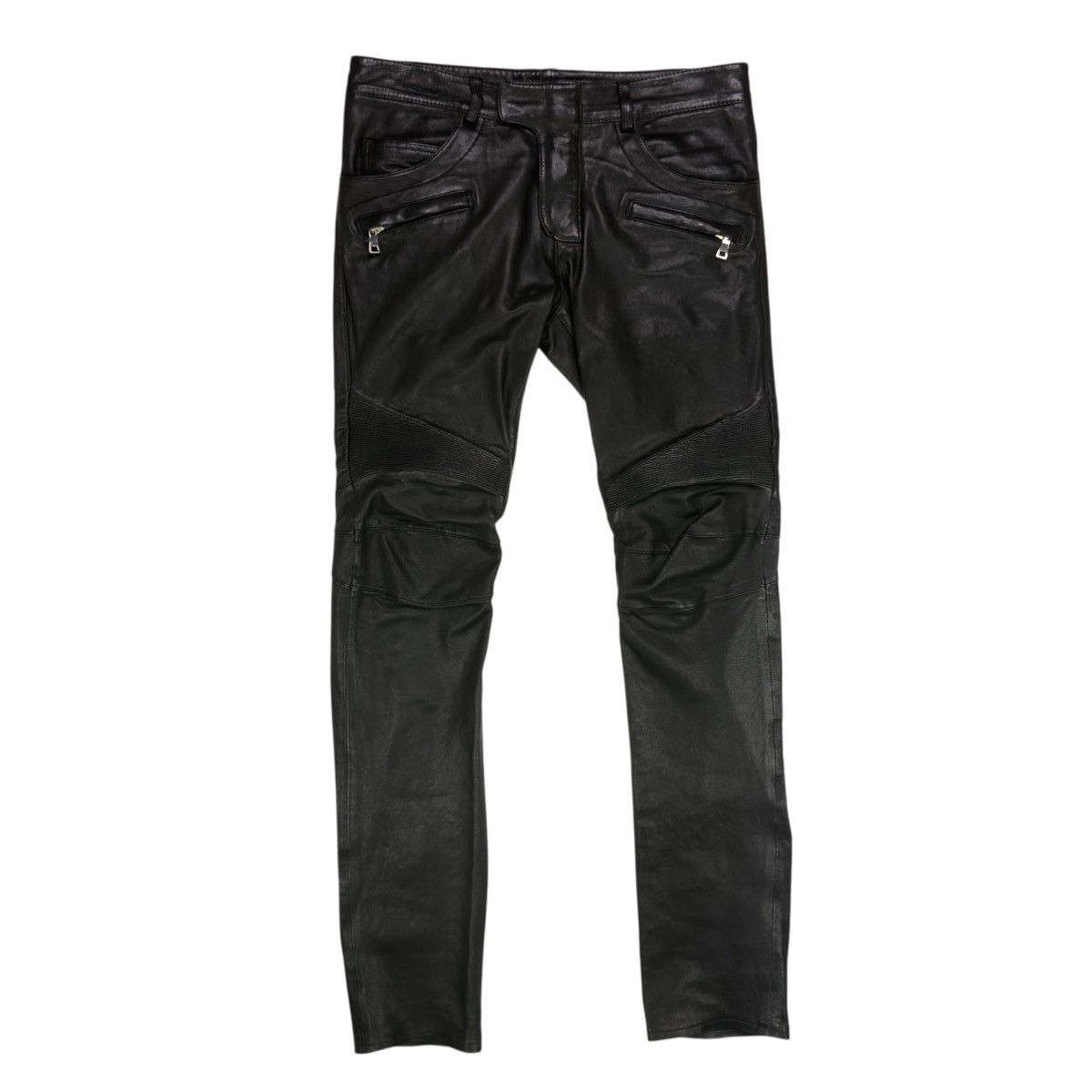 Balmain BALMAIN FW14 BLACK LEATHER BIKER PANTS Size US 32 / EU 48 - 2 Thumbnail