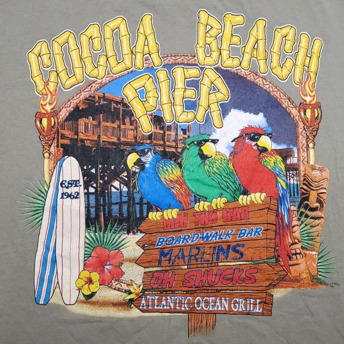 Vintage VINTAGE Cocoa Beach Pier Shirt Mens L Green Surf Boardwalk Marlins Y2K Florida Shirt Size US L / EU 52-54 / 3 - 5 Thumbnail