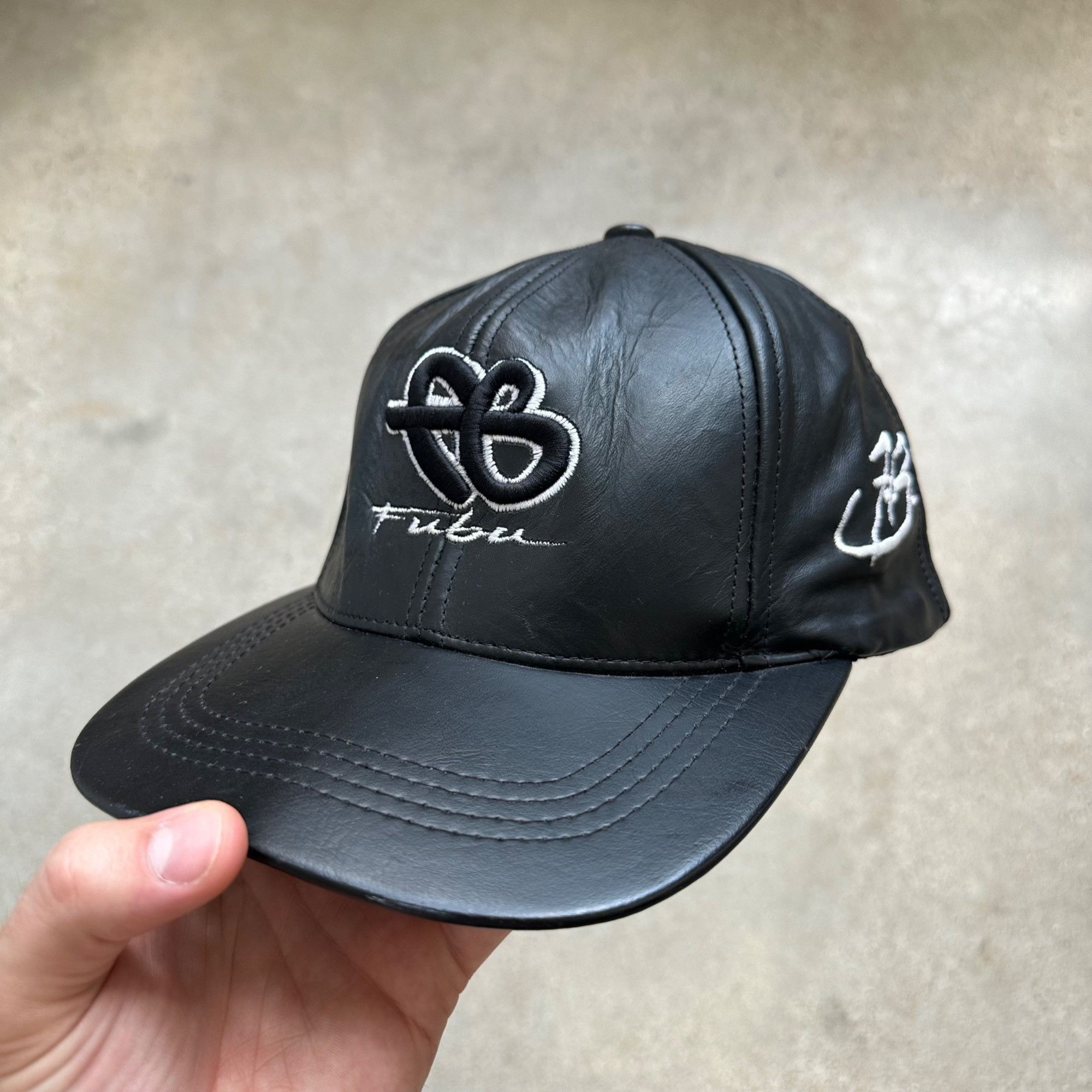 Vintage Vintage Fubu Y2K 90s Black Leather Strap Back Hat Grailed