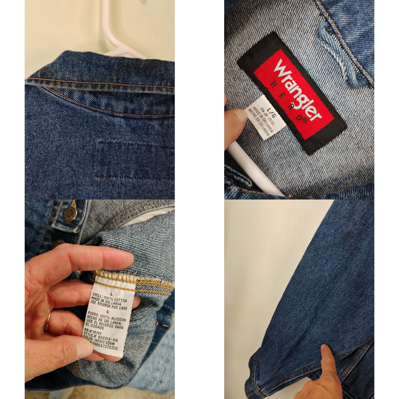 Wrangler VINTAGE Wrangler Denim Jacket Large 90s Cowboy Western Bomber Jacket Blue Embroidered Pockets Mens Size US L / EU 52-54 / 3 - 8 Thumbnail