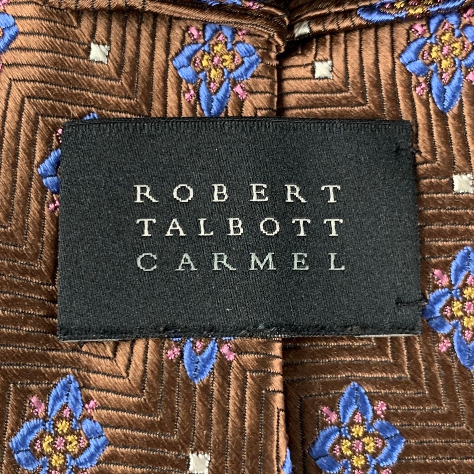 Robert Talbott ROBERT TALBOTT Brown Blue Jacquard Silk Tie Size ONE SIZE - 4 Thumbnail