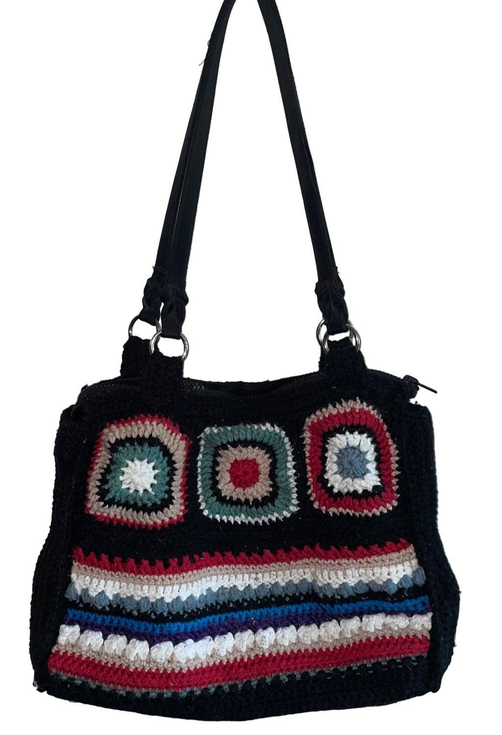 Vintage Vintage Patchwork Crochet Hand Knit Tote Size ONE SIZE - 2 Thumbnail