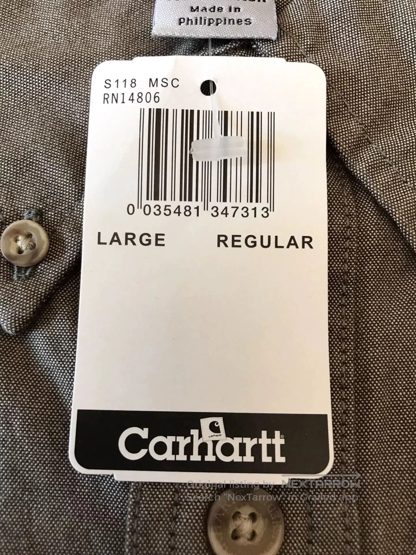 Carhartt Carhartt S118 MSC Short Sleeve Work Shirt. Size US L / EU 52-54 / 3 - 7 Thumbnail