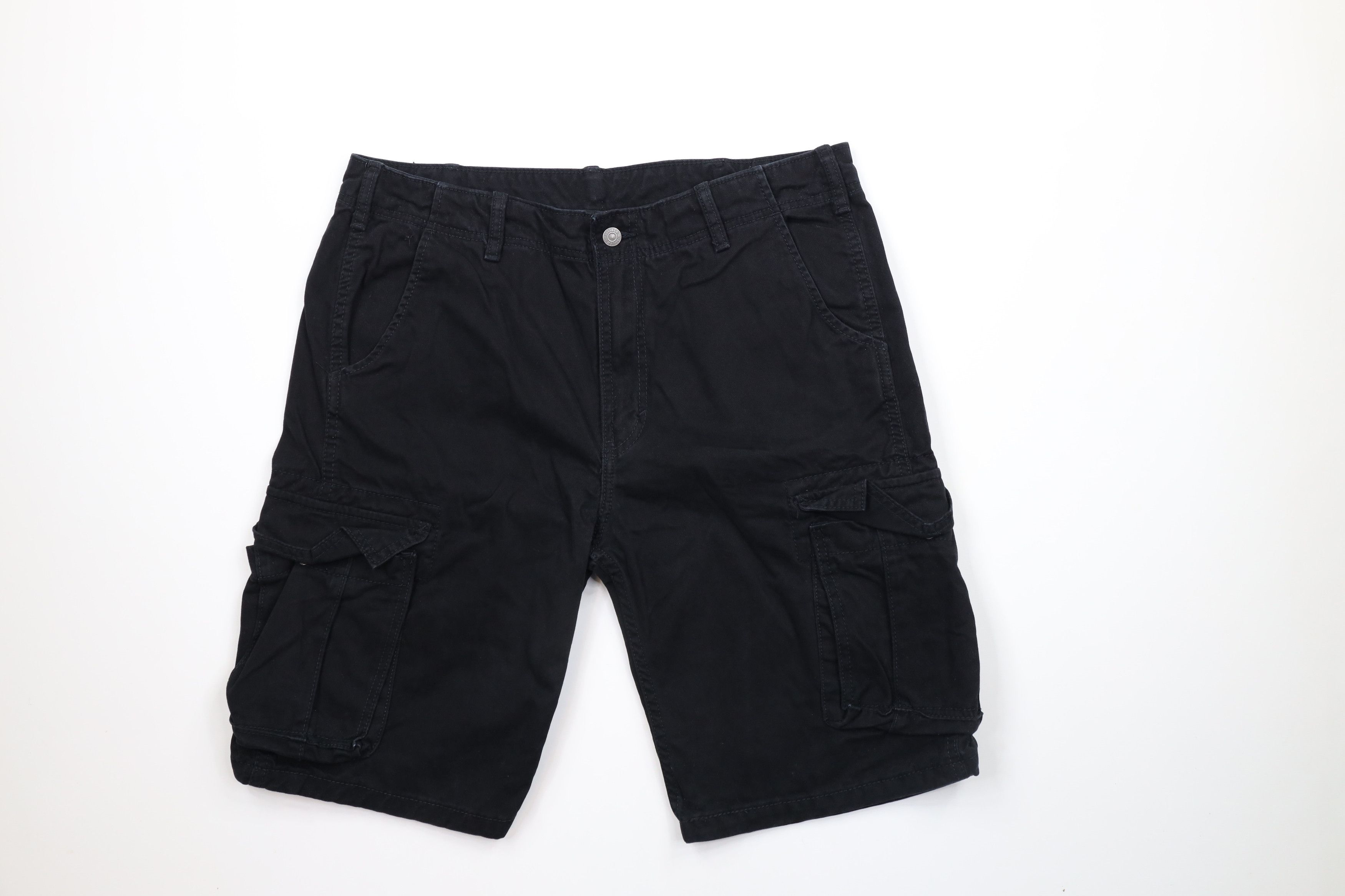 Levi's × Vintage Vintage Y2K Levis Heavyweight Cargo Shorts Black Cotton Size US 34 / EU 50 - 1 Thumbnail