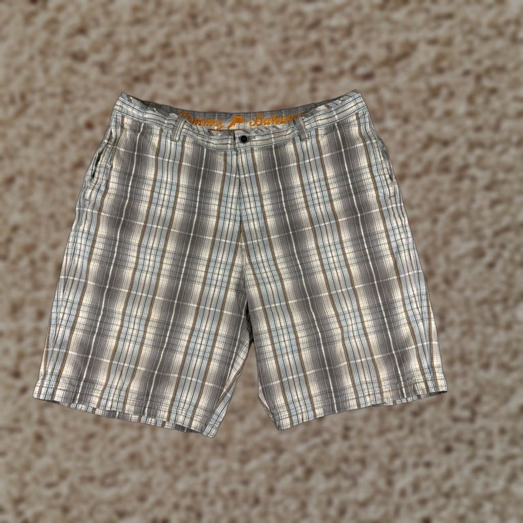 Tommy Bahama Tommy Bahama Shorts Men 38 Beige Blue Plaid Silk Cotton Blend Golf Vacation READ Size US 38 / EU 54 - 1 Thumbnail