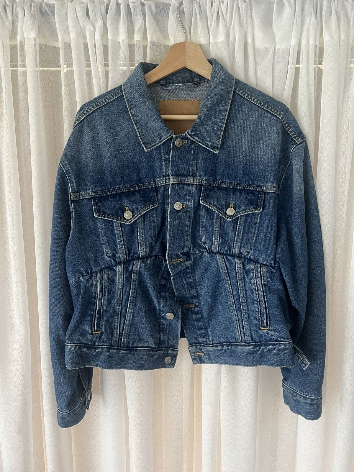 Image of Balenciaga Swing Denim Jacket in Bleu, Men's (Size Small)