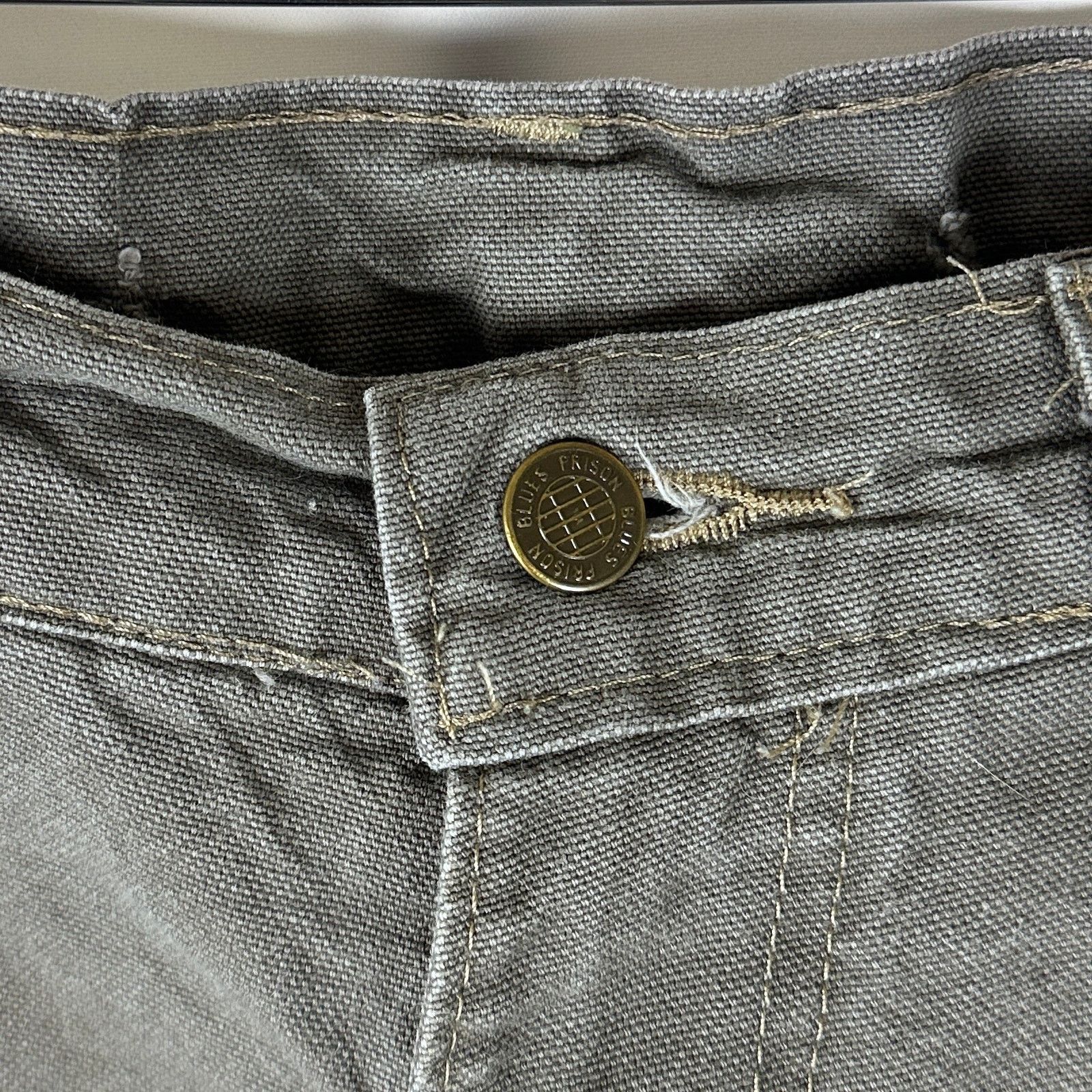 Vintage Prison Blue Grey Double Knee Work Pants Size US 31 - 3 Thumbnail