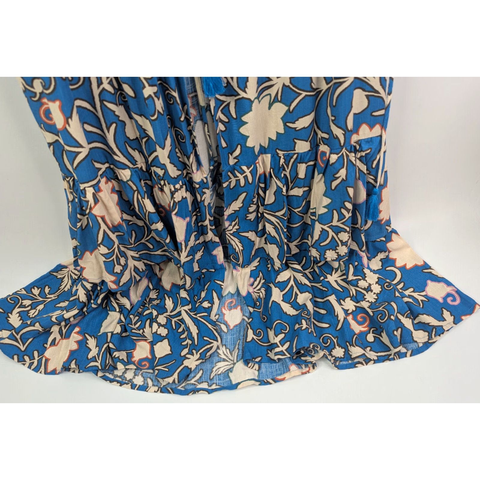 Vintage NWT Knox Rose Women's XS Maxi Dress Floral Blue Wrap Boho Tiered MRSP 0 Size XS / US 0-2 / IT 36-38 - 4 Thumbnail