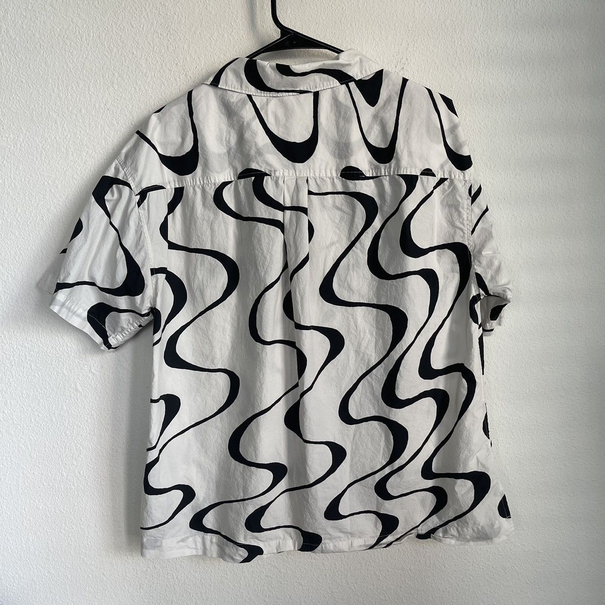 Frame FRAME Denim Wavy Line Pattern Button Short Sleeve Crop Shirt Size US S / EU 44-46 / 1 - 5 Thumbnail