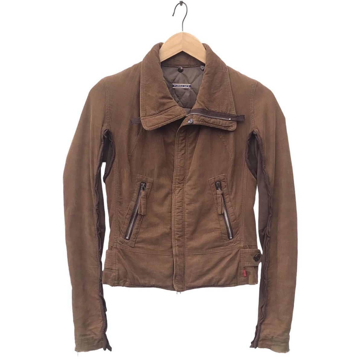 Japanese Brand Jungle Cat Distressed Corduroy Women Jacket ( 16”X22” ) Size S / US 4 / IT 40 - 1 Thumbnail