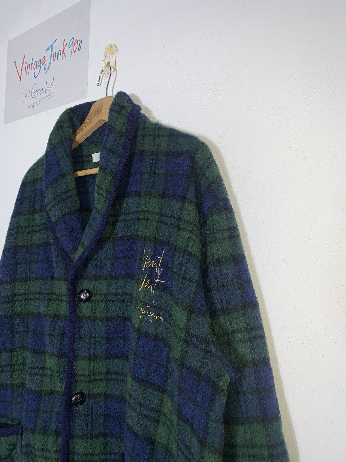 Vintage Vintage Vent Vert Pierre Balmain Fleece Jacket Size US L / EU 52-54 / 3 - 3 Thumbnail