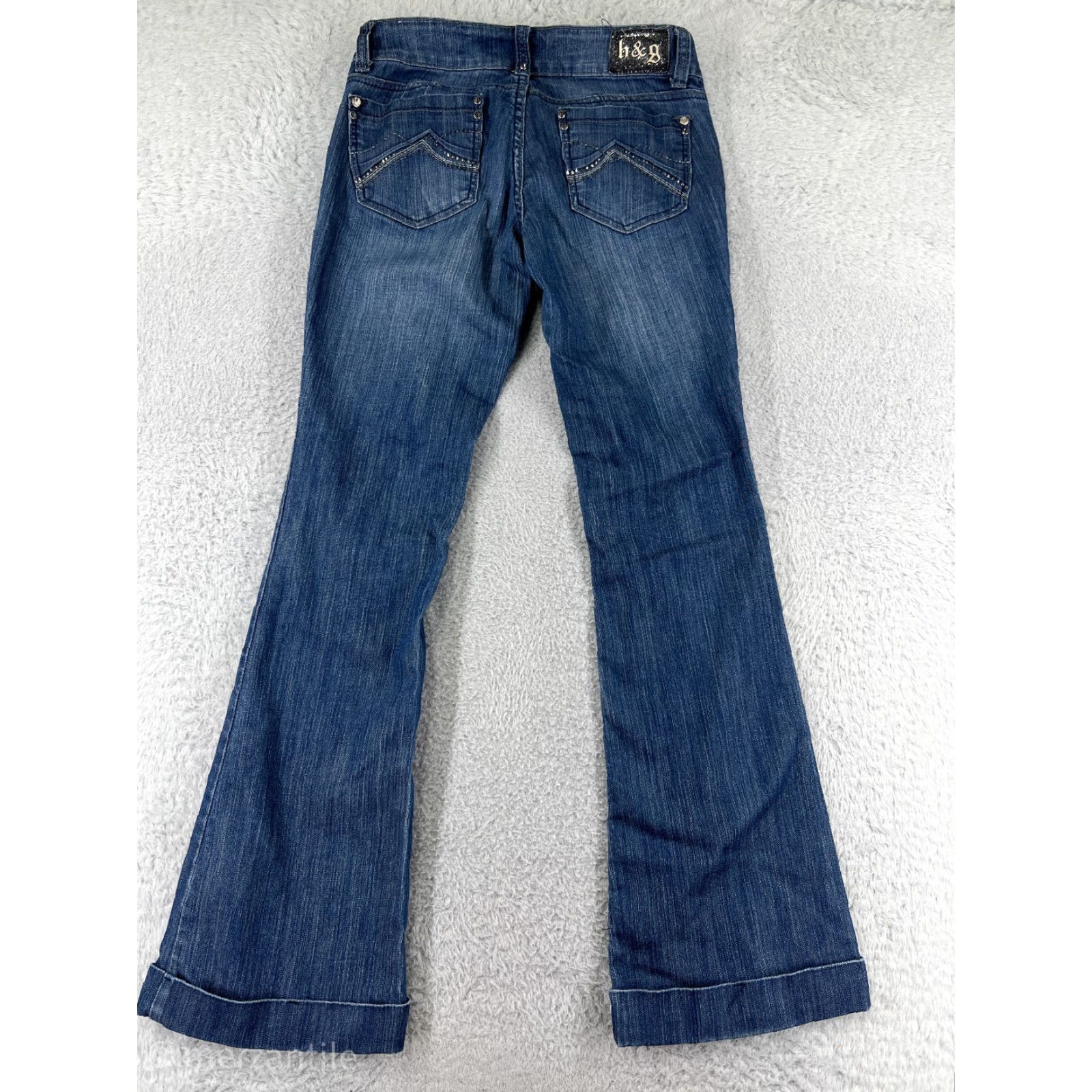 Vintage H&G Jeans Womens 7 Blue Denim Flared Embellish Embroidered Cotton Blend Size 28" / US 6 / IT 42 - 2 Thumbnail