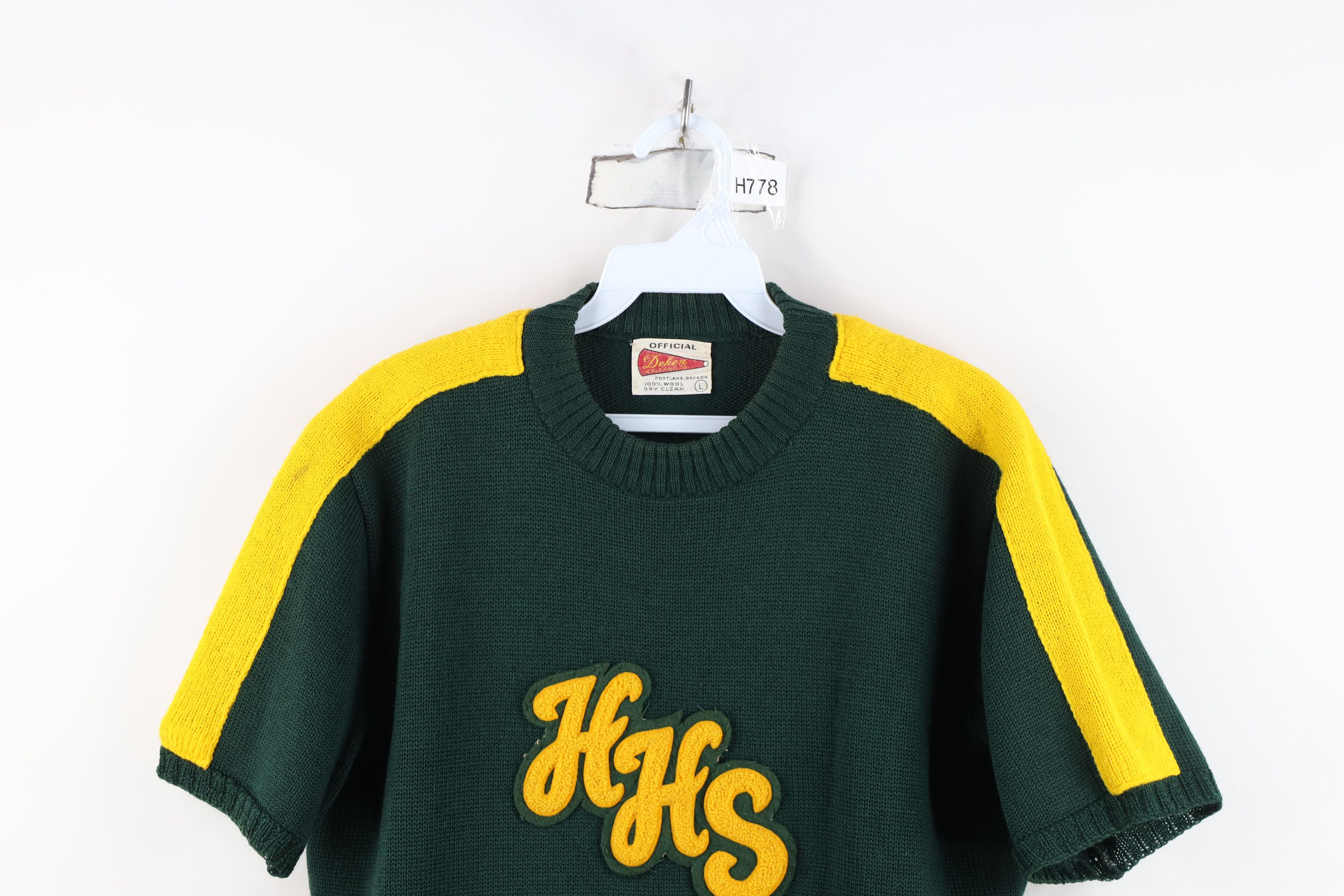 Vintage Vintage 50s Knit Short Sleeve Varsity Letterman Sweater USA Size US L / EU 52-54 / 3 - 2 Thumbnail