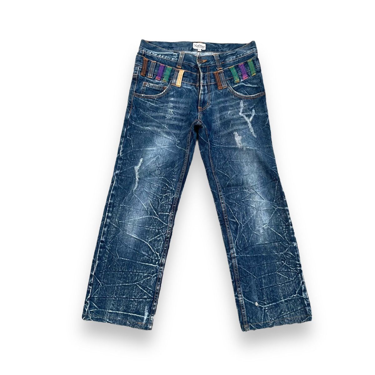 If Six Was Nine × Japanese Brand × Le Grande Bleu (L.G.B.) 🇯🇵 NYLAUS DOUBLE WAIST WASHED DENIM PANTS Size US 30 / EU 46 - 1 Thumbnail