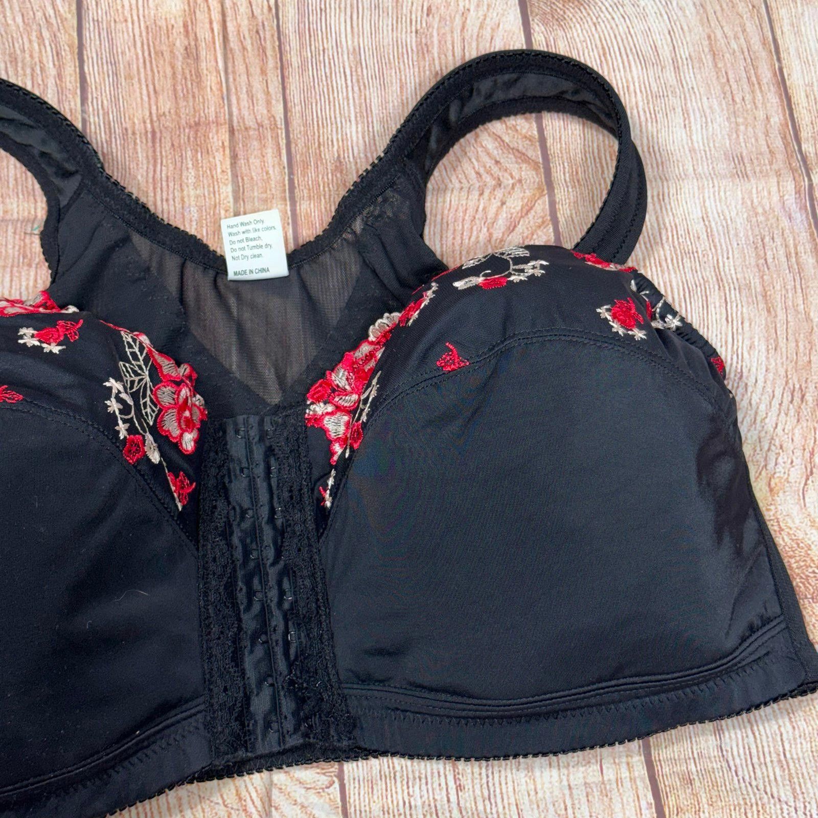 Other Black Floral Embroidered Bra with Lace Detail Size 42/95E Size ONE SIZE - 6 Thumbnail