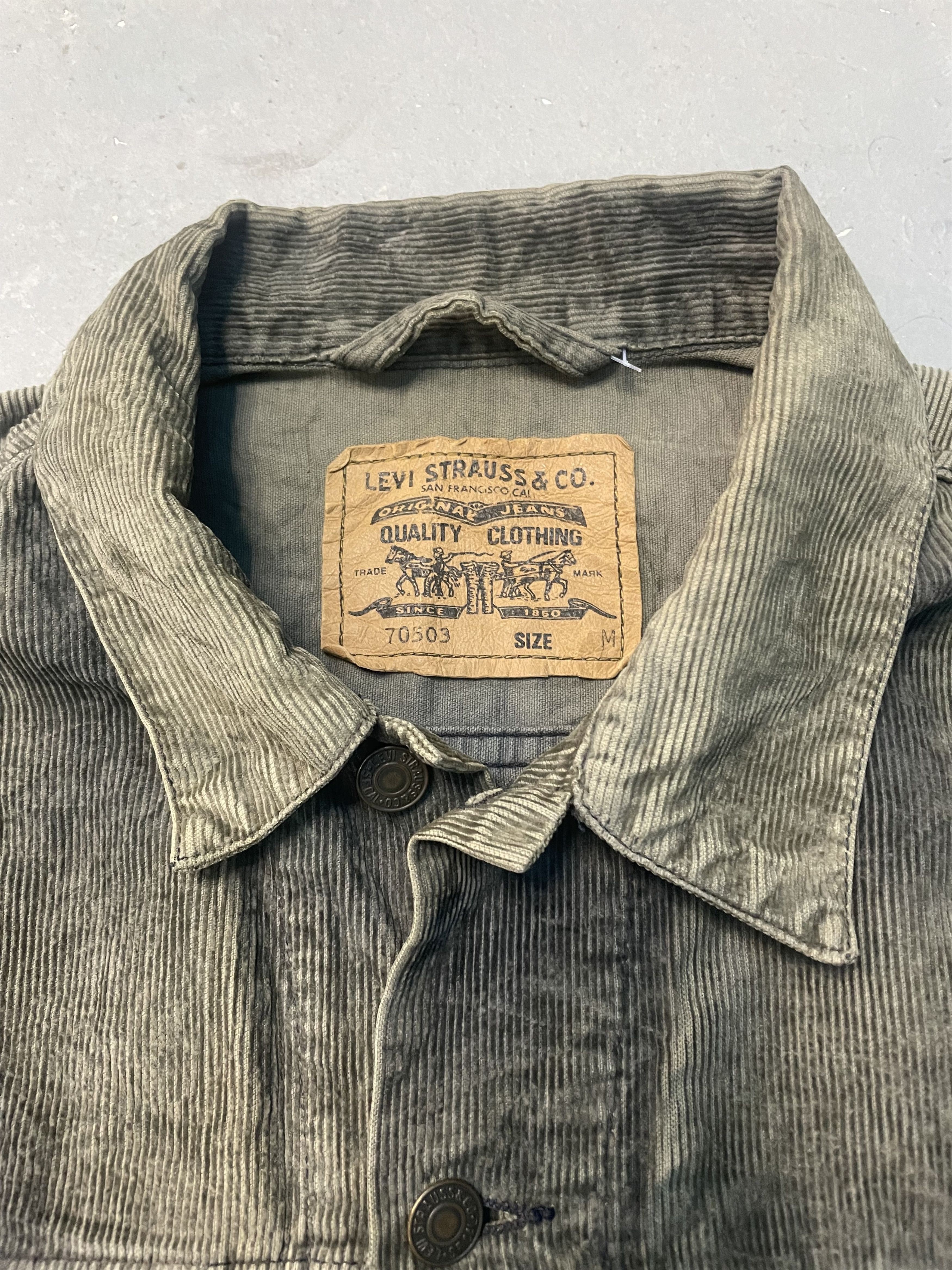 Levi's Vintage Clothing Vintage Levi’s Green Corduroy Trucker Jacket Size US M / EU 48-50 / 2 - 2 Thumbnail