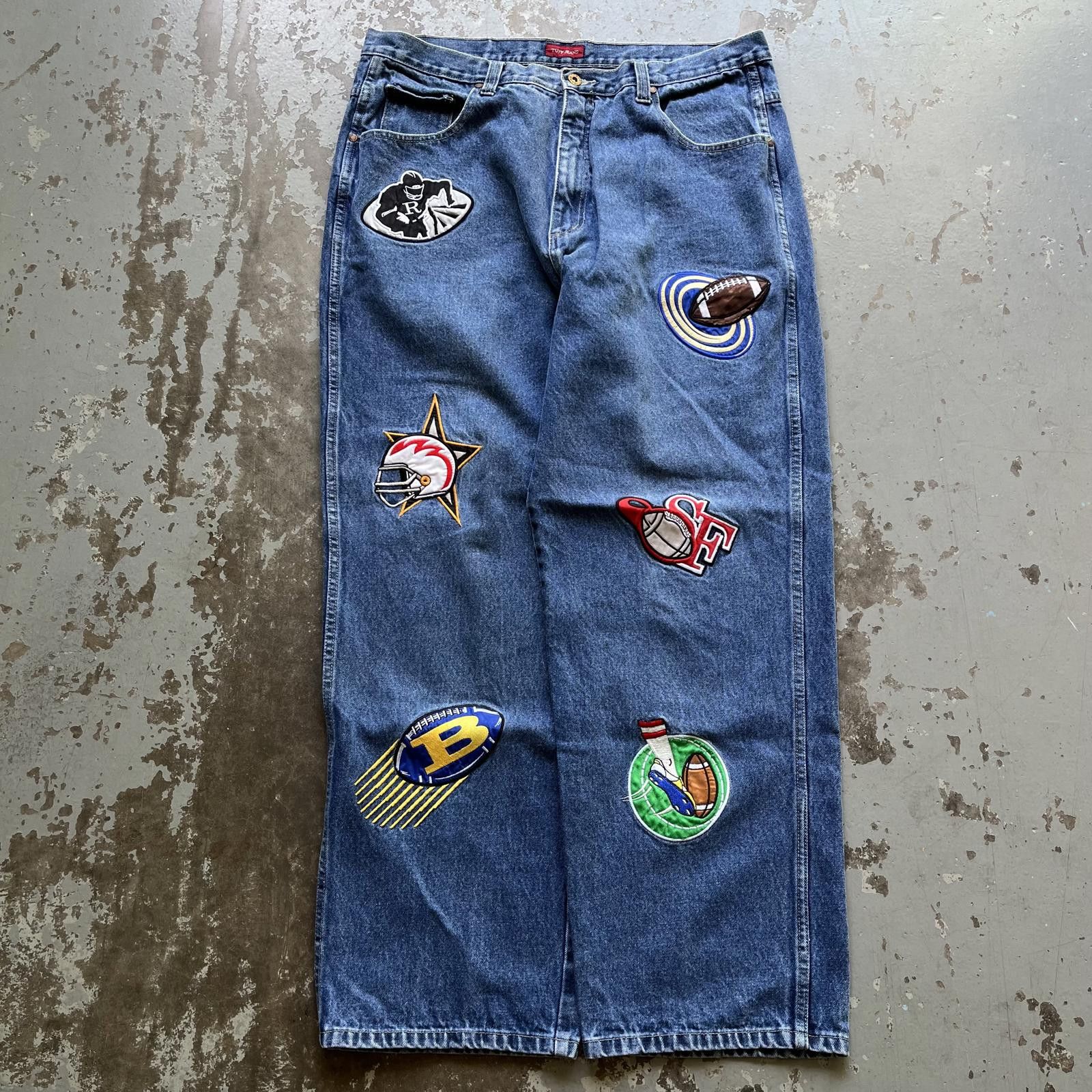 NFL × Vintage Vintage Y2K NFL Teams Embroidery Baggy Grunge Wide Leg Jeans Size US 36 / EU 52 - 1 Thumbnail