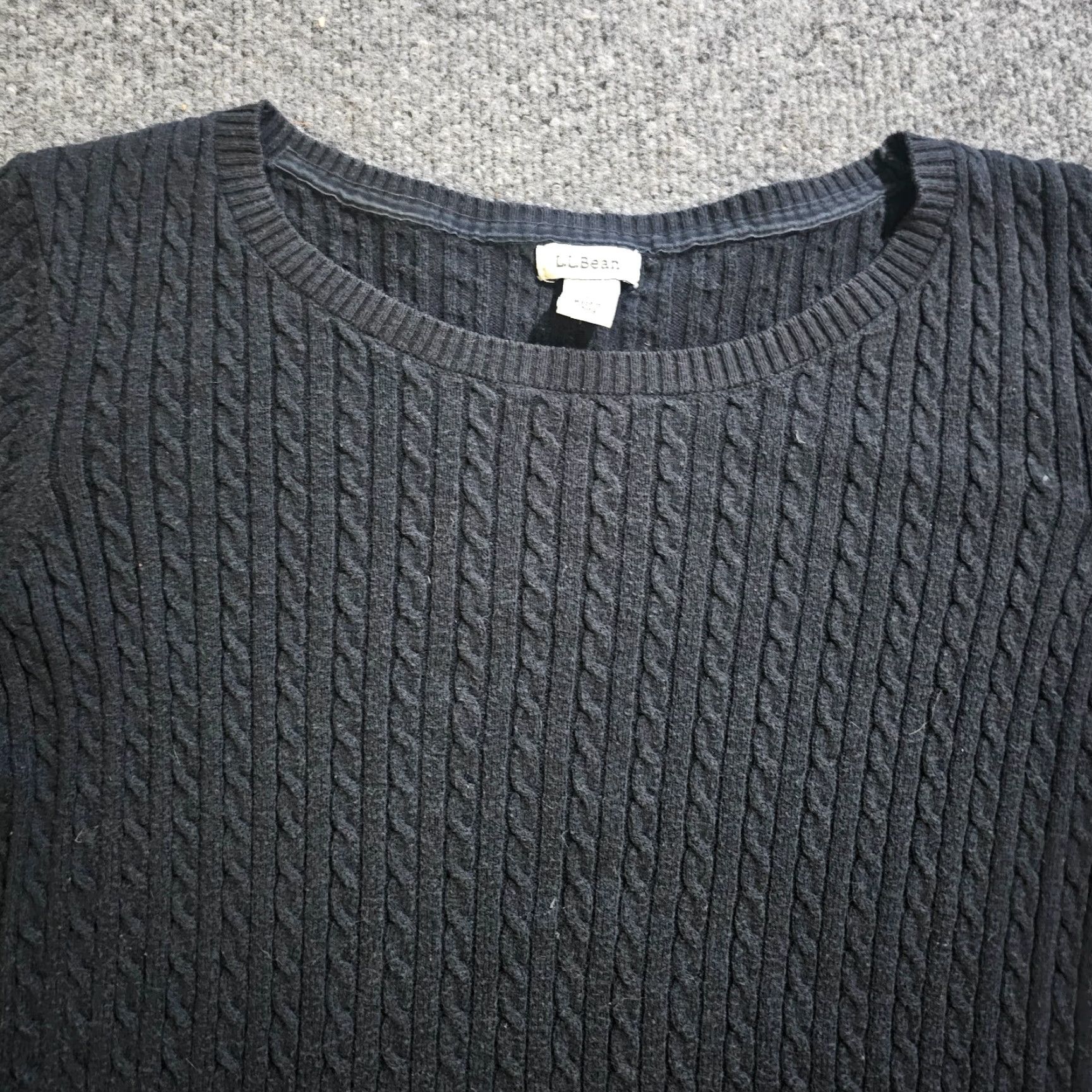 Vintage LL Bean Sweater Top Womens Petite Medium Black Cable Knit Long Sleeve Casual Pullover Ladies Mens? Size M / US 6-8 / IT 42-44 - 2 Thumbnail