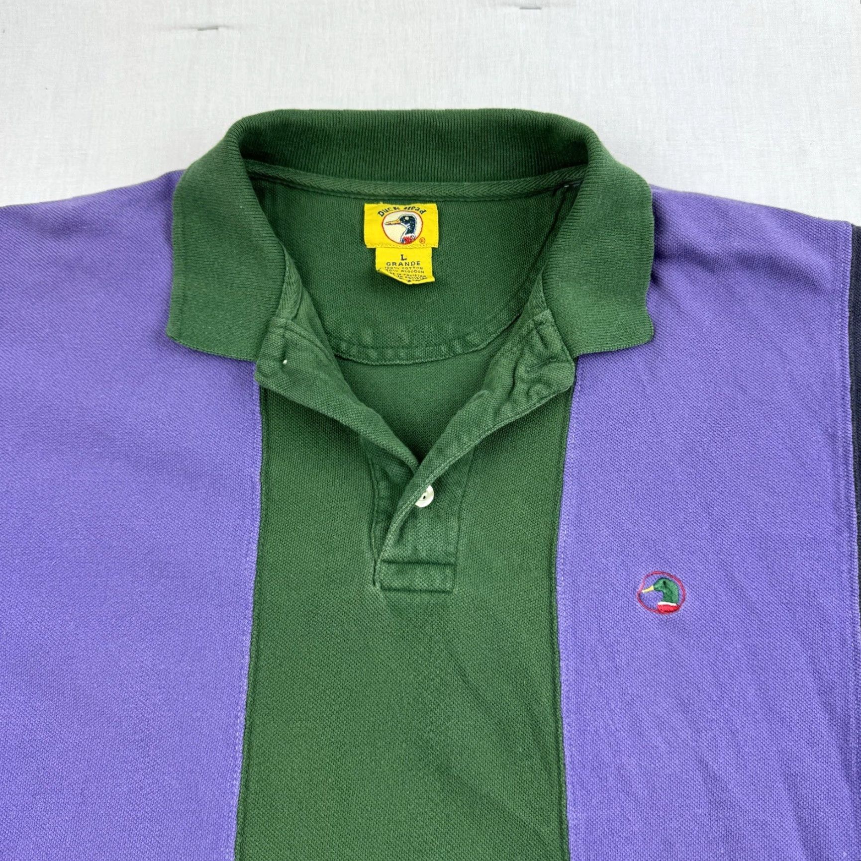 Vintage VINTAGE Duck Head Polo Shirt Mens L Purple Striped 90s Preppy Collar Short Sleeve Size US L / EU 52-54 / 3 - 2 Thumbnail