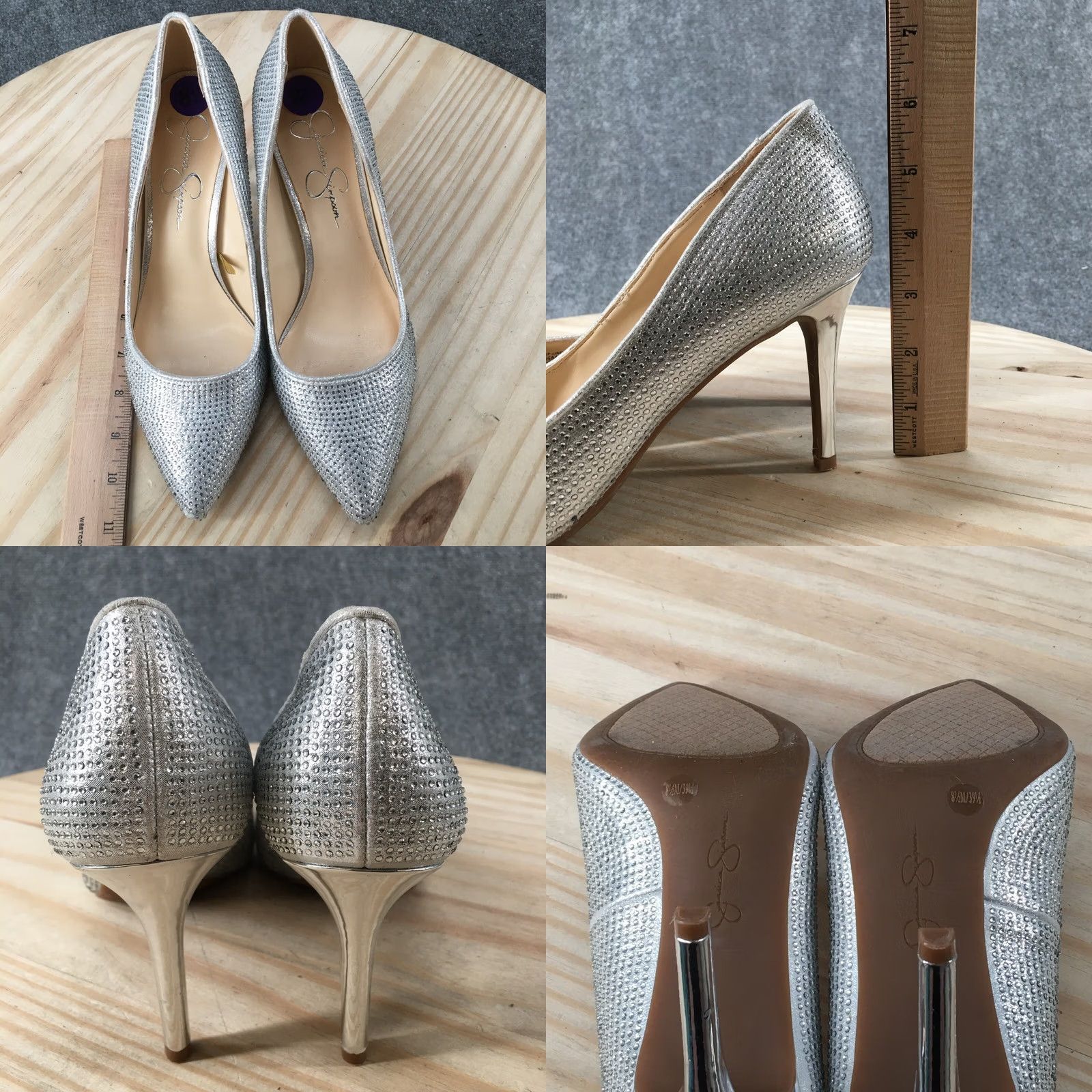 Jessica Simpson Jessica Simpson Heels Womens 8.5 M Lindiza Stiletto Pumps Rhinestone Silver Heel Size US 9 / IT 39 - 8 Thumbnail