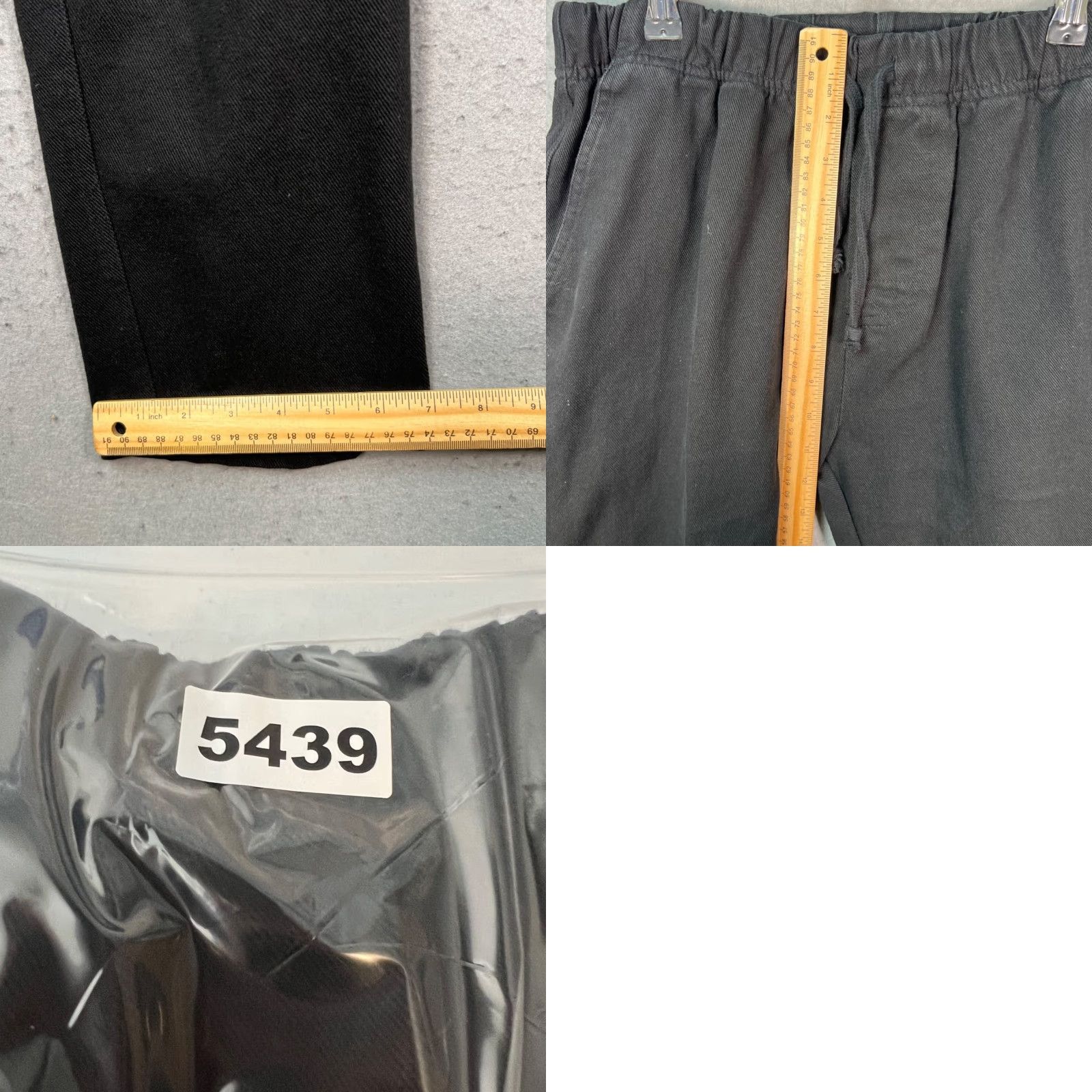 Vintage Sampson & Taylor Mens Large Cropped Black Cotton Drawstring Pants Elastic Waist - Chino, Flat Front, Tapered, 27 In Inseam, 32 In Waist, Regular Size US 33 - 8 Thumbnail