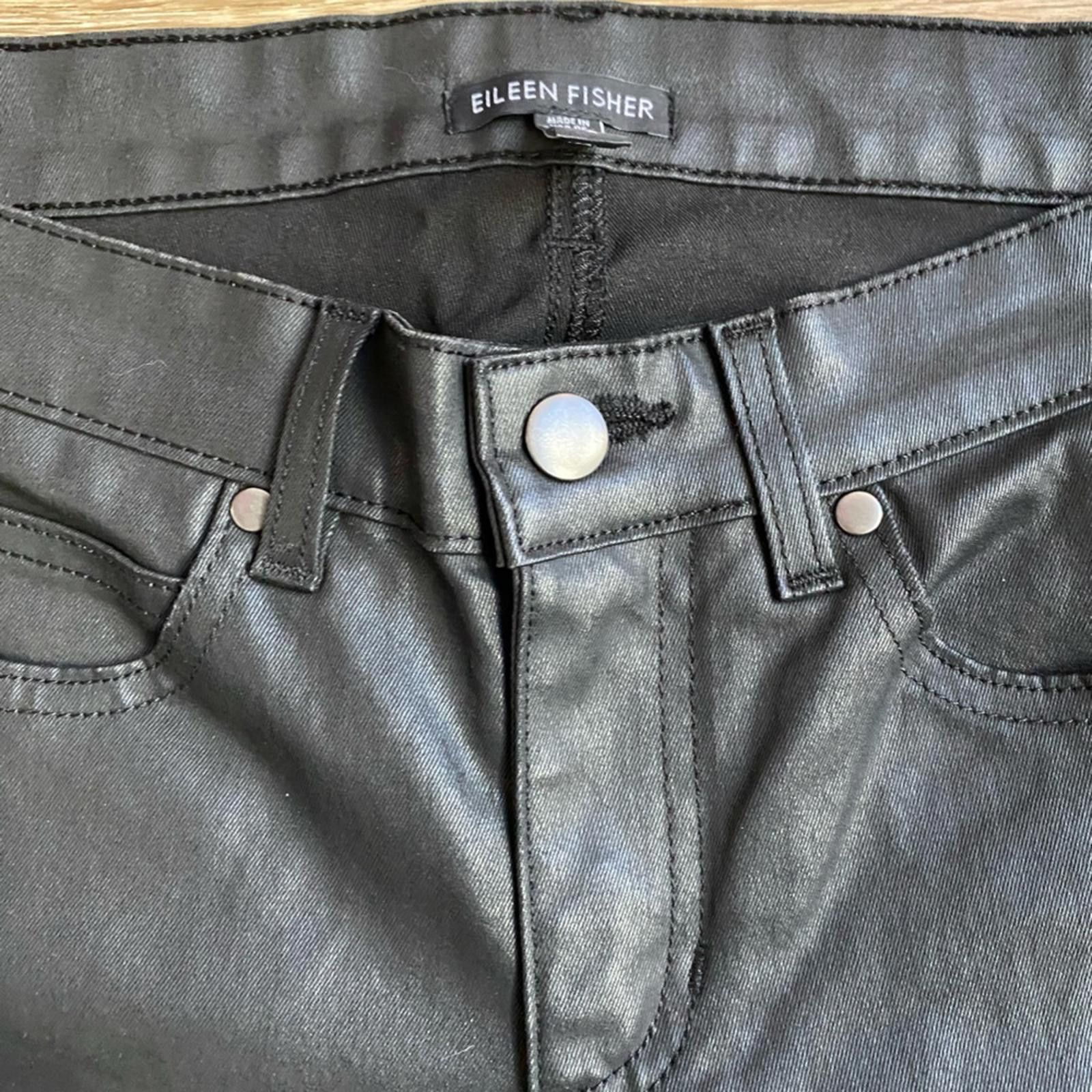 Eileen Fisher Eileen Fisher Black Wax Coated Skinny Pants 6 Mid Rise AS-IS Size 28" / US 6 / IT 42 - 4 Thumbnail