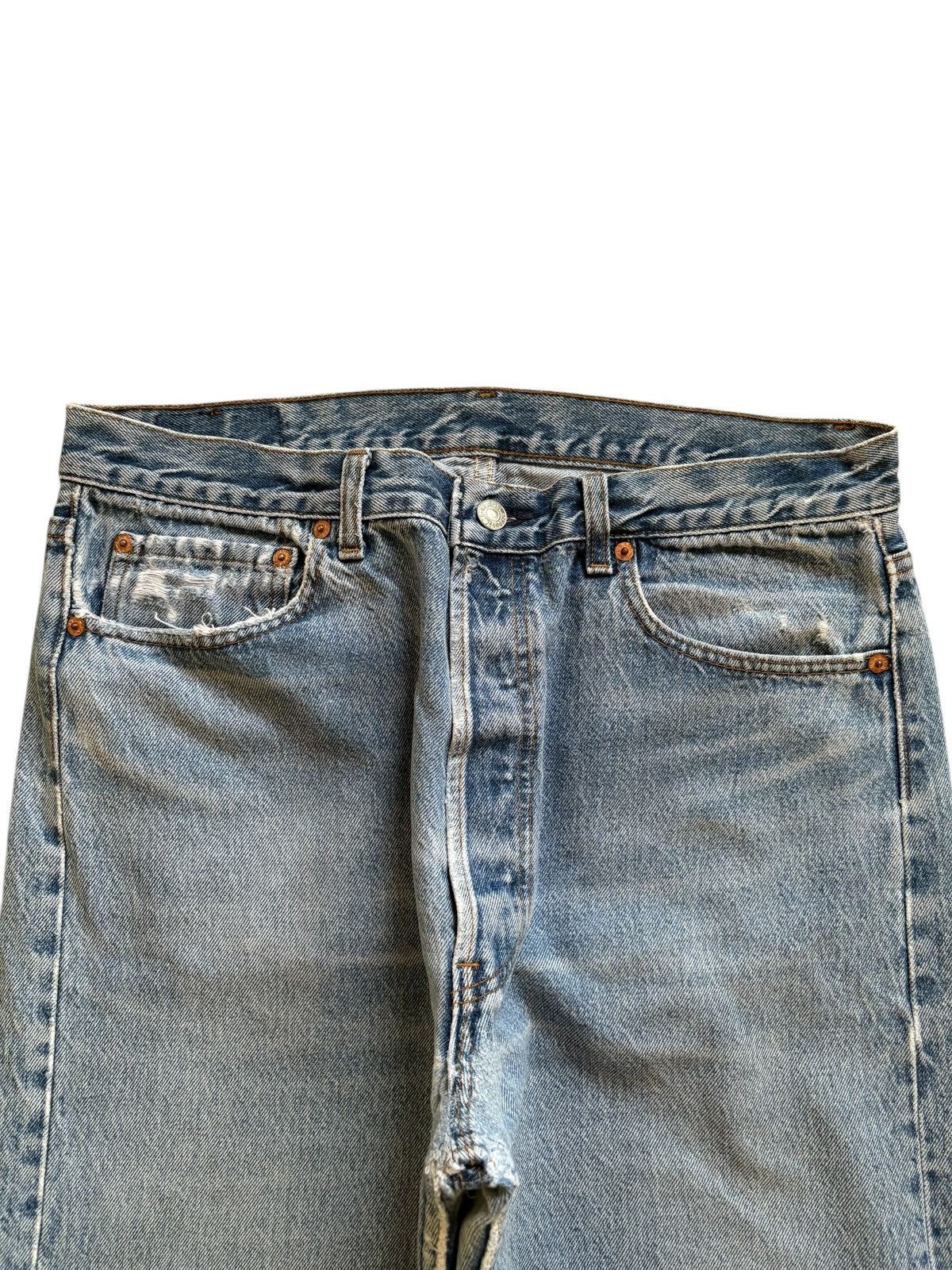 LVC × Levi's × Levi's Vintage Clothing Vintage 90s Levis Blue Wash Distressed Ripped Loose Jeans Size US 33 - 4 Thumbnail