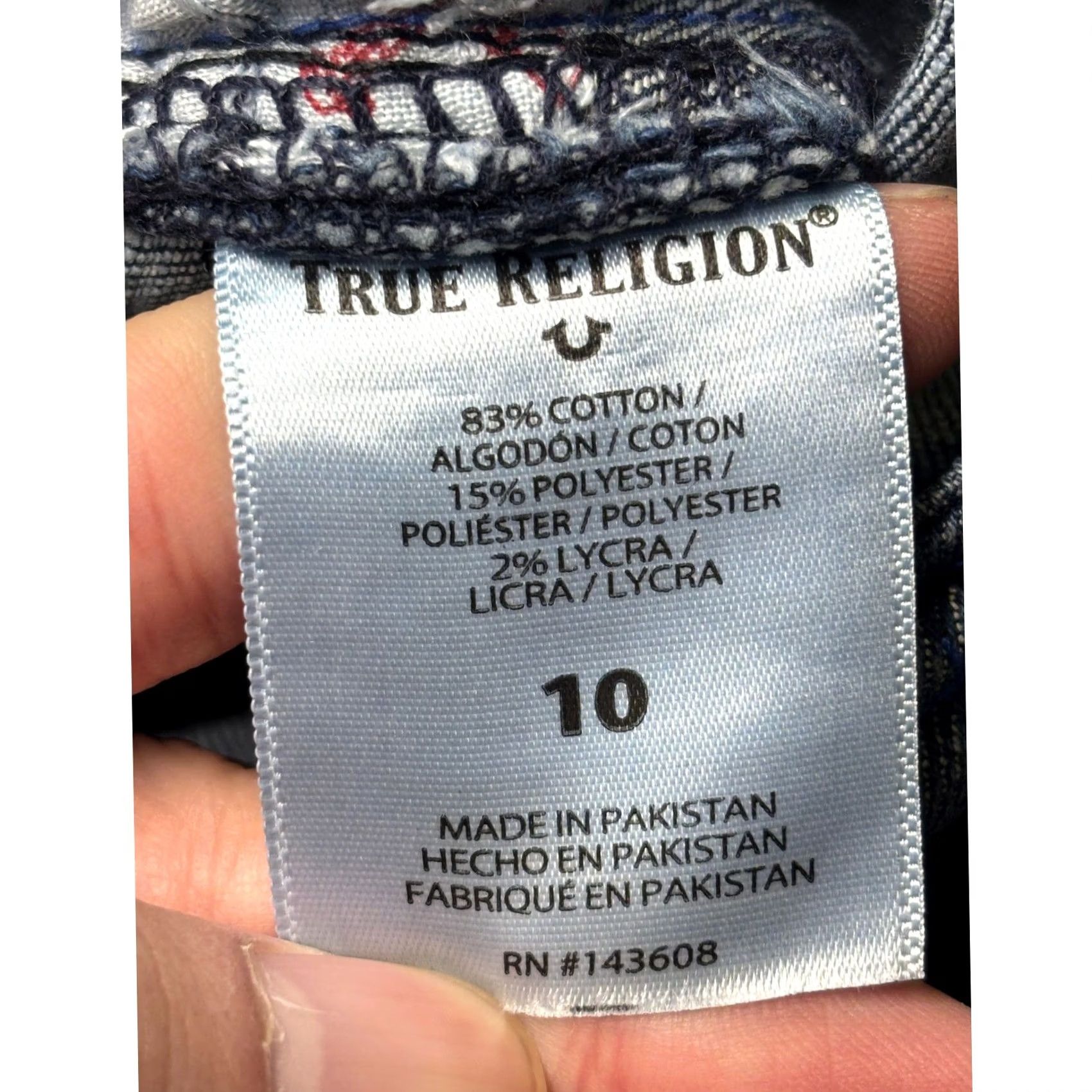 True Religion True Religion Geno Relaxed Slim Jeans Dark Wash Blue Stitching 29 Regular 26.5 Inseam Womens Jeans Size 29" - 7 Thumbnail