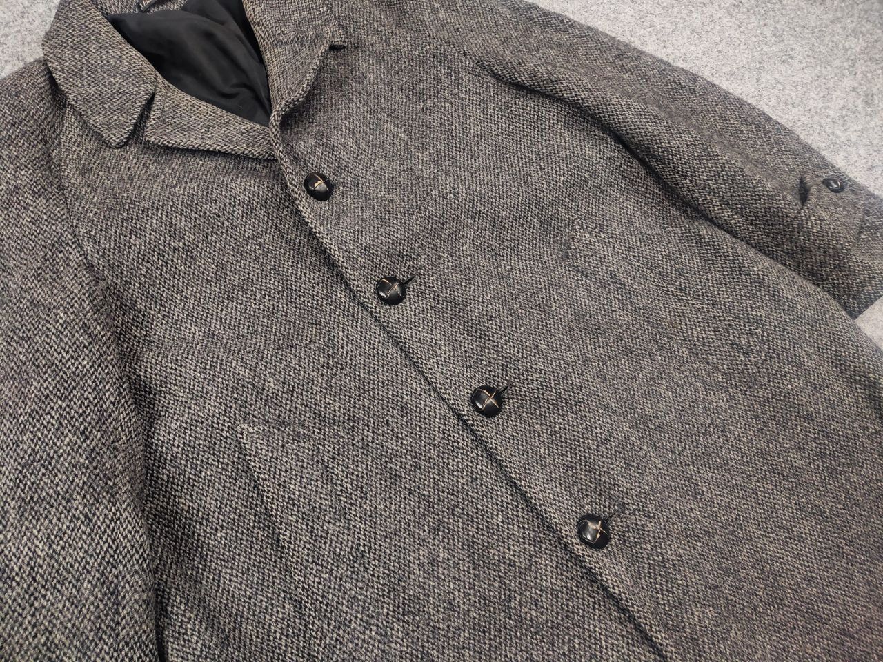 Harris Tweed Vintage 80's Harris Tweed Gray Wool herringbone Coat Jacket Size US L / EU 52-54 / 3 - 5 Thumbnail