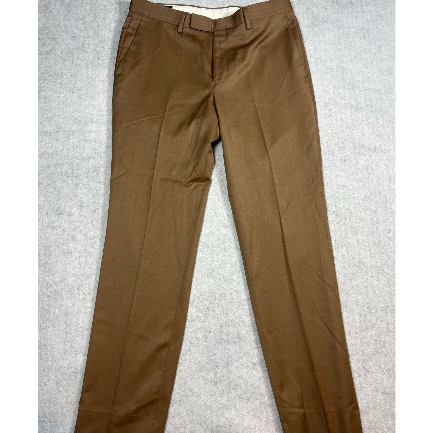 Paul Fredrick Paul Fredrick Brown Wool Flat Front Slacks Classic Fit #0514 Size US 34 / EU 50 - 1 Thumbnail