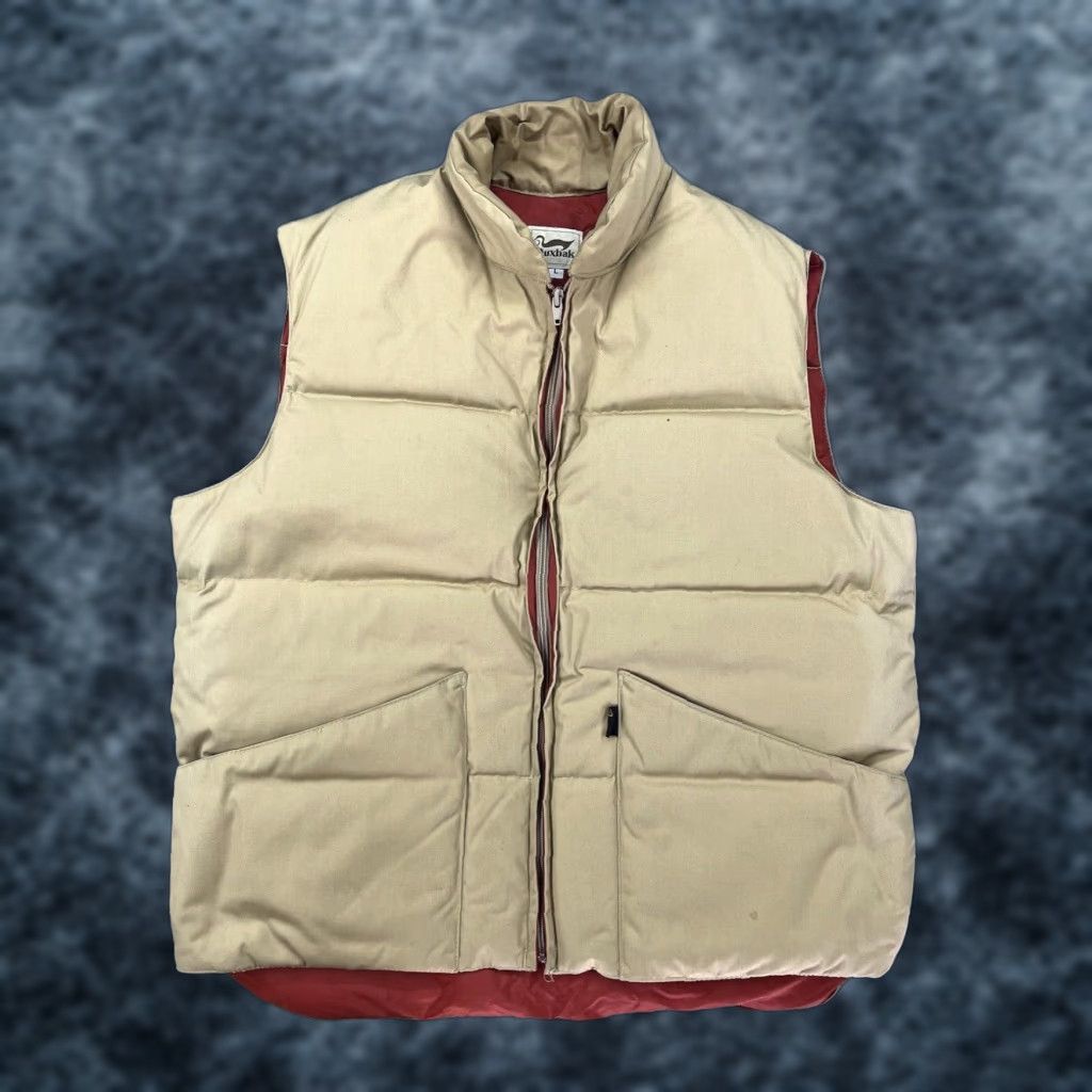 VINTAGE Duxbak Down Puffer Vest Large Beige Men's Outdoor Hunting