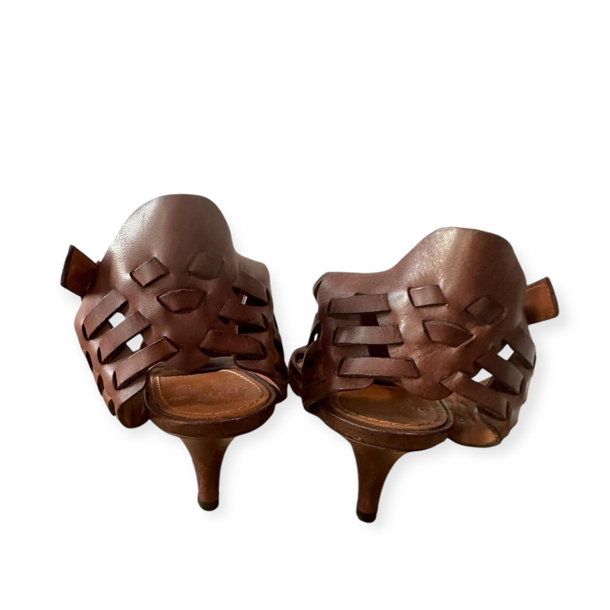 Givenchy Givenchy Brown Leather Gladiator Huarache Sandal, Mid Heel, Size US 8.5 / IT 38.5 - 10 Thumbnail