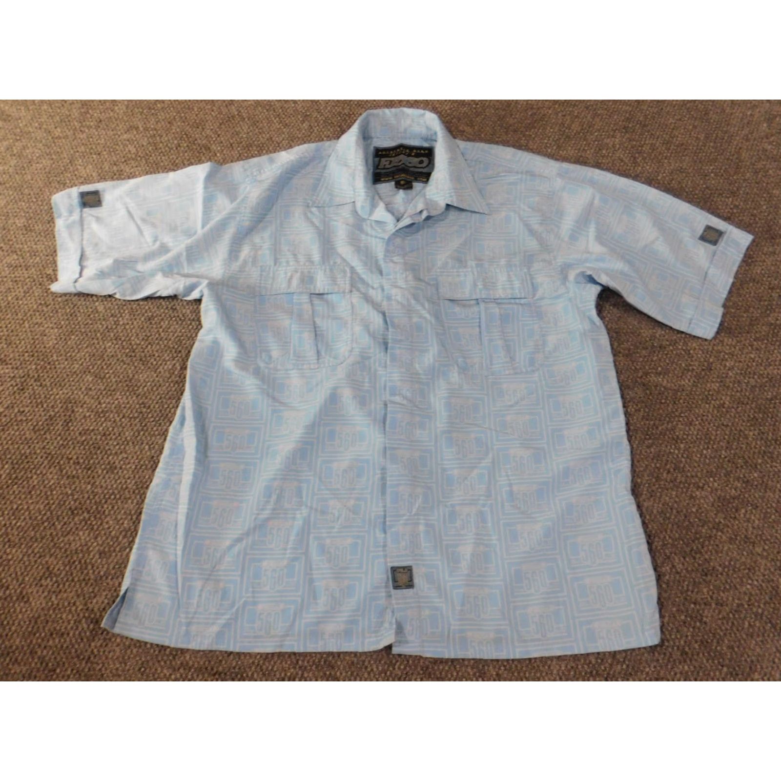 Vintage FJ 560 Shirt XXL Blue Button Up Knit Cotton Geometric 90s Hip-Hop Vintage 90s Mens Size US XXL / EU 58 / 5 - 3 Thumbnail