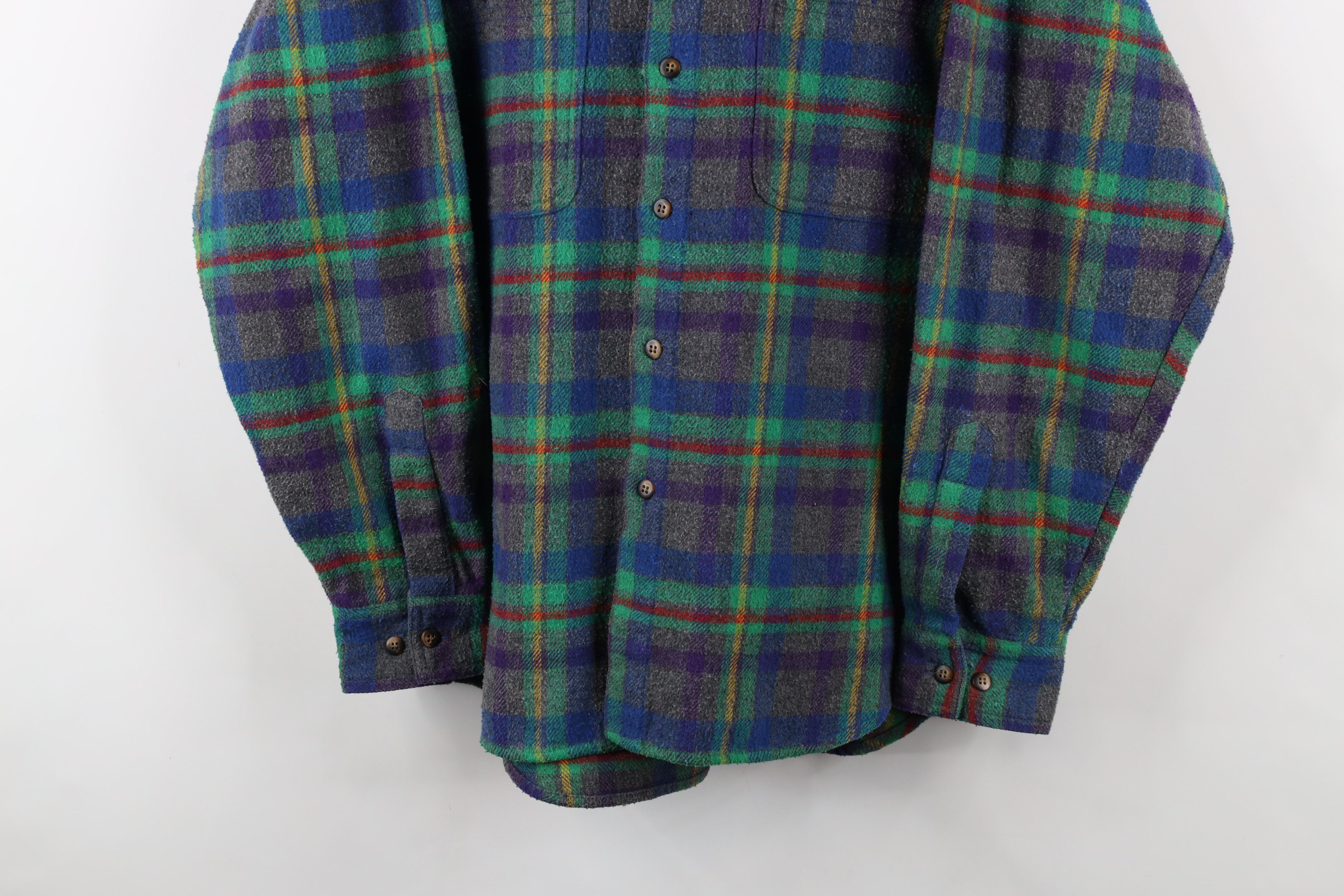 Gap × Vintage Vintage 90s Gap Flannel Wool Blend Button Shirt Rainbow Size US M / EU 48-50 / 2 - 3 Thumbnail